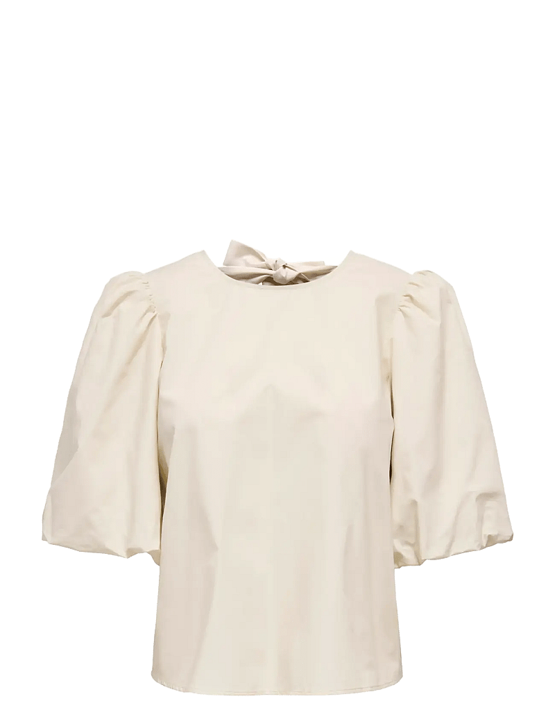 JDY - JDYMONILA 2/4 TENCEL BOW TOP WVN - t-shirts - sandshell - 0