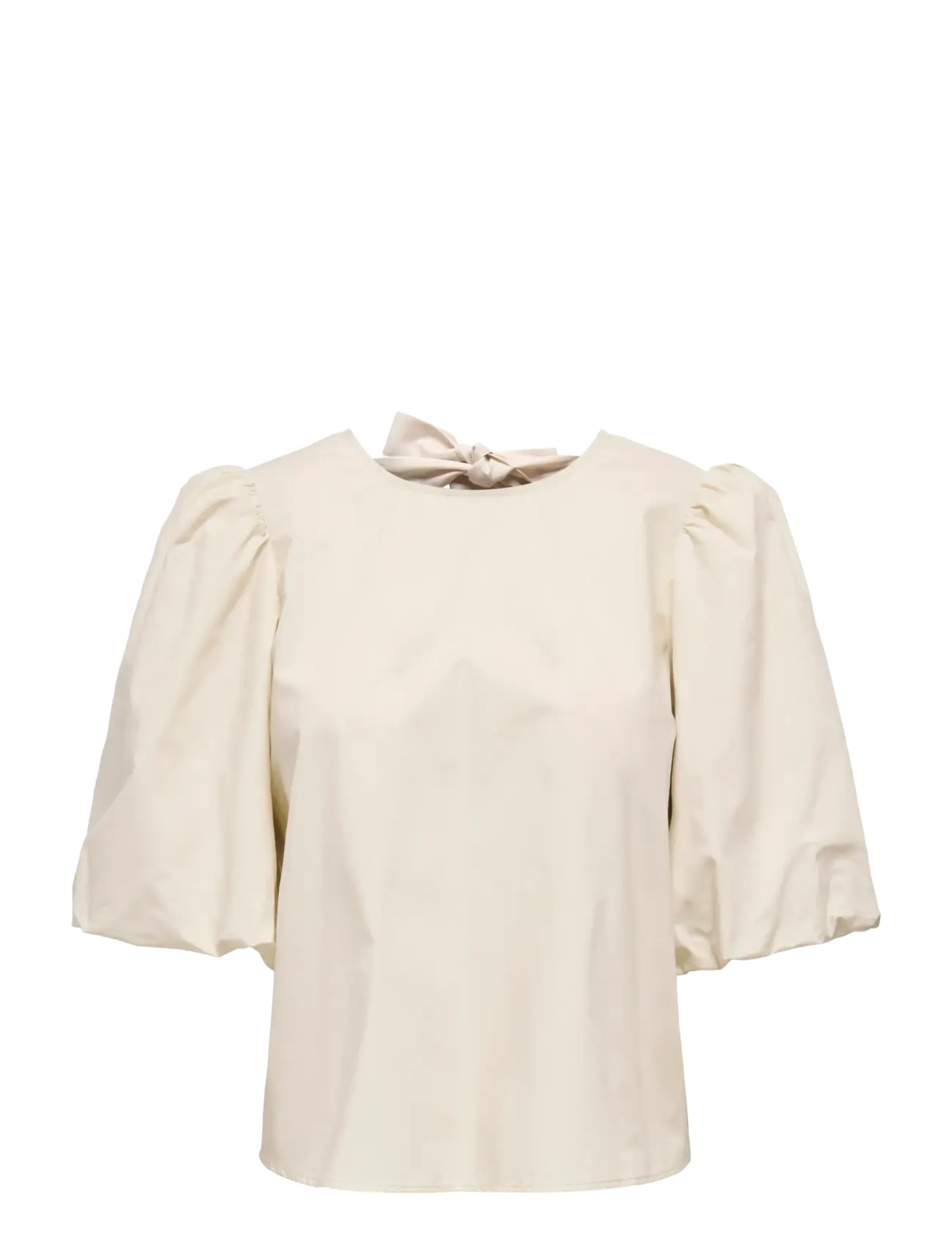 JDY JDYMONILA 2/4 TENCEL BOW TOP WVN - Tøj - SANDSHELL / cream