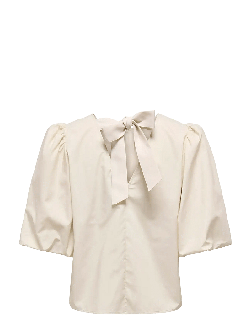 JDY - JDYMONILA 2/4 TENCEL BOW TOP WVN - t-shirts - sandshell - 1