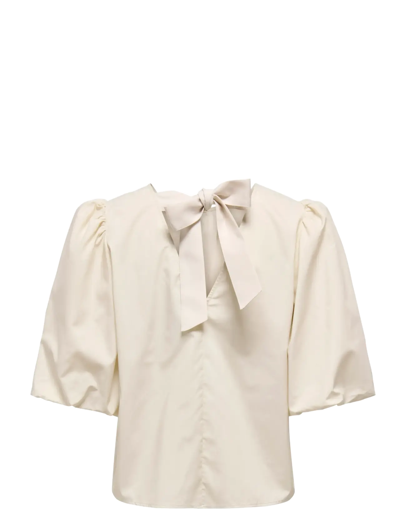 JDY - JDYMONILA 2/4 TENCEL BOW TOP WVN - stuttermarbolir - sandshell - 1