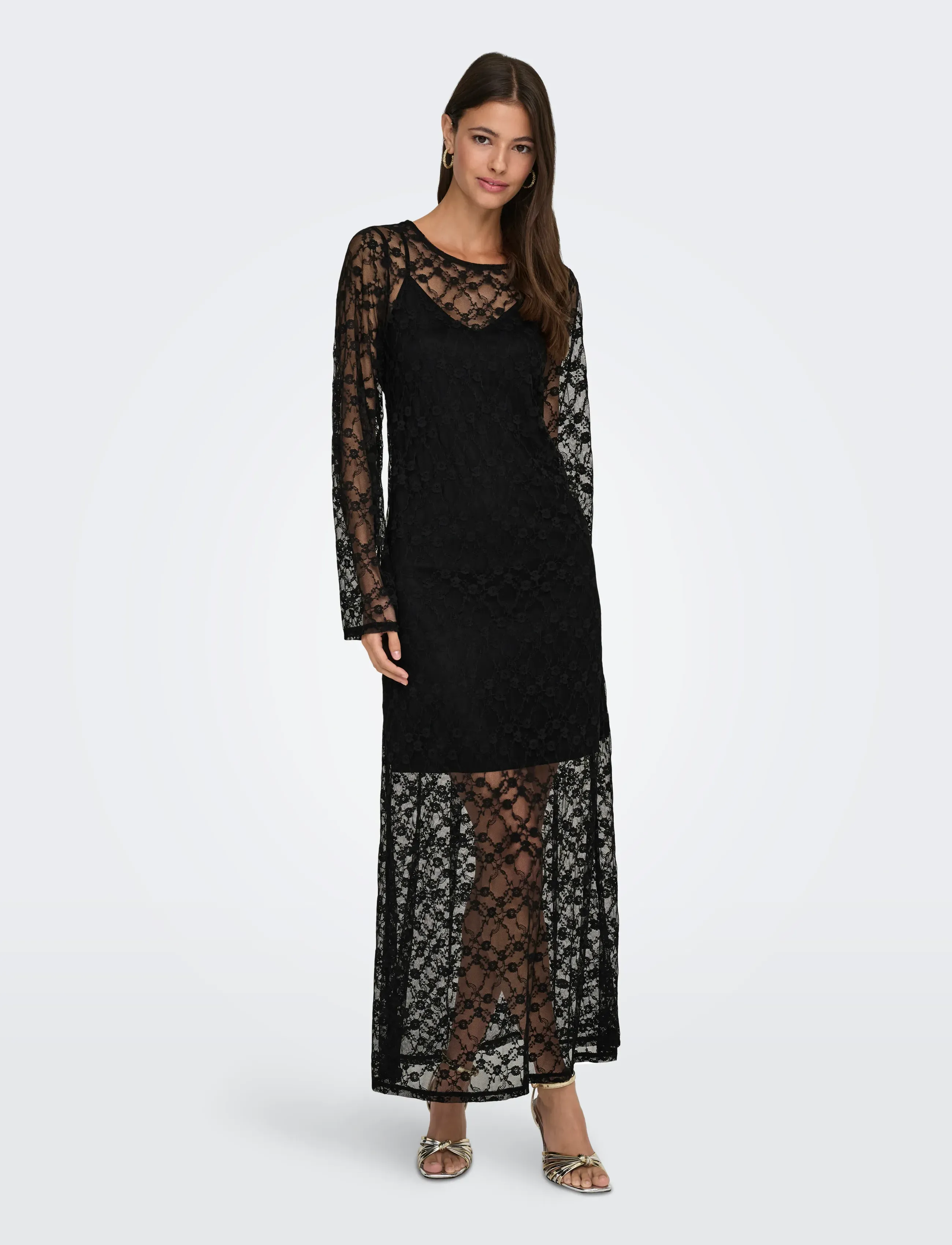 JDY - JDYSILVIA L/S LACE MAXI DRESS JRS - black - 4