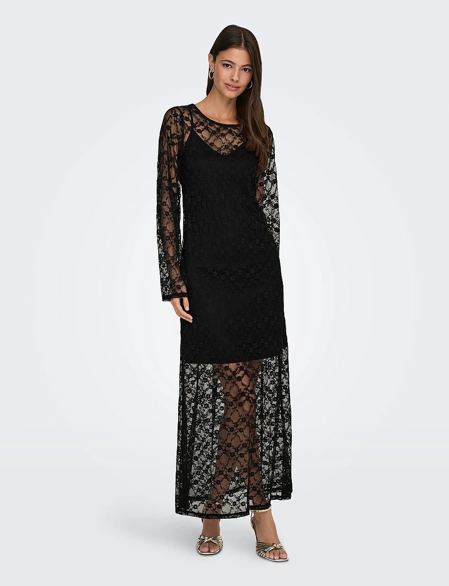 JDY - JDYSILVIA L/S LACE MAXI DRESS JRS - black - 4
