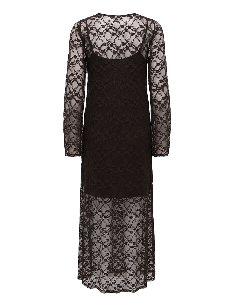 JDY - JDYSILVIA L/S LACE MAXI DRESS JRS - spetsklänningar - mulch - 2