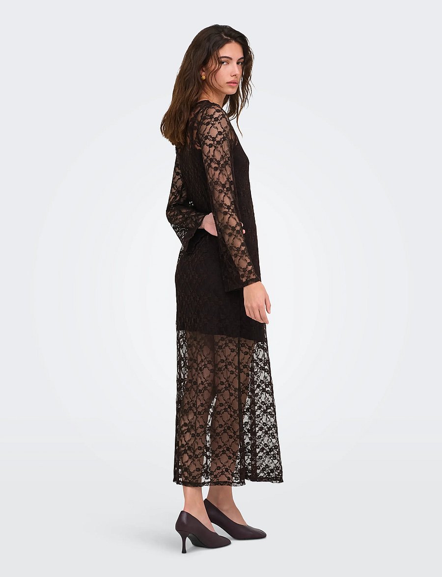 JDY - JDYSILVIA L/S LACE MAXI DRESS JRS - spetsklänningar - mulch - 3