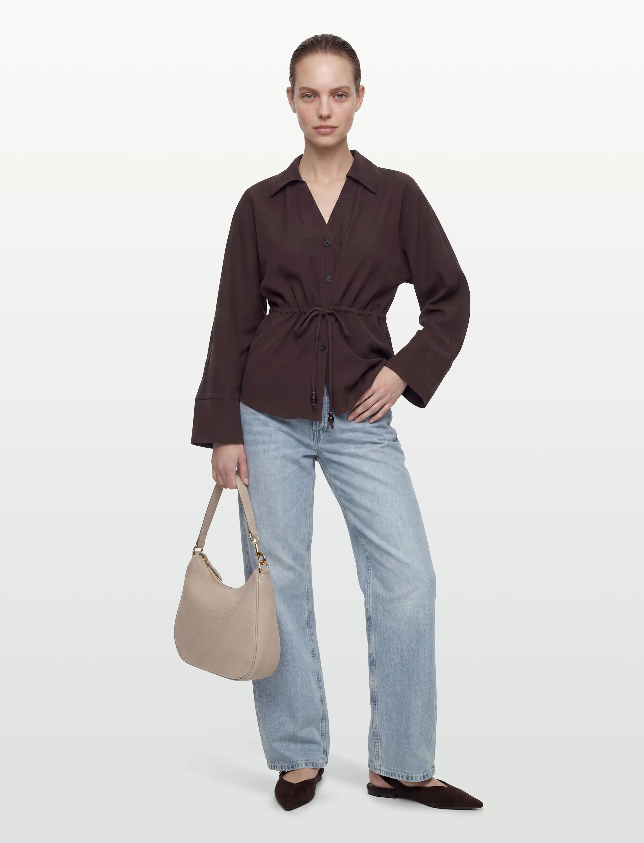 JDY JDYMILENA L/S SHIRT WVN EXP - Långärmade blusar - CHOCOLATE TORTE / brown