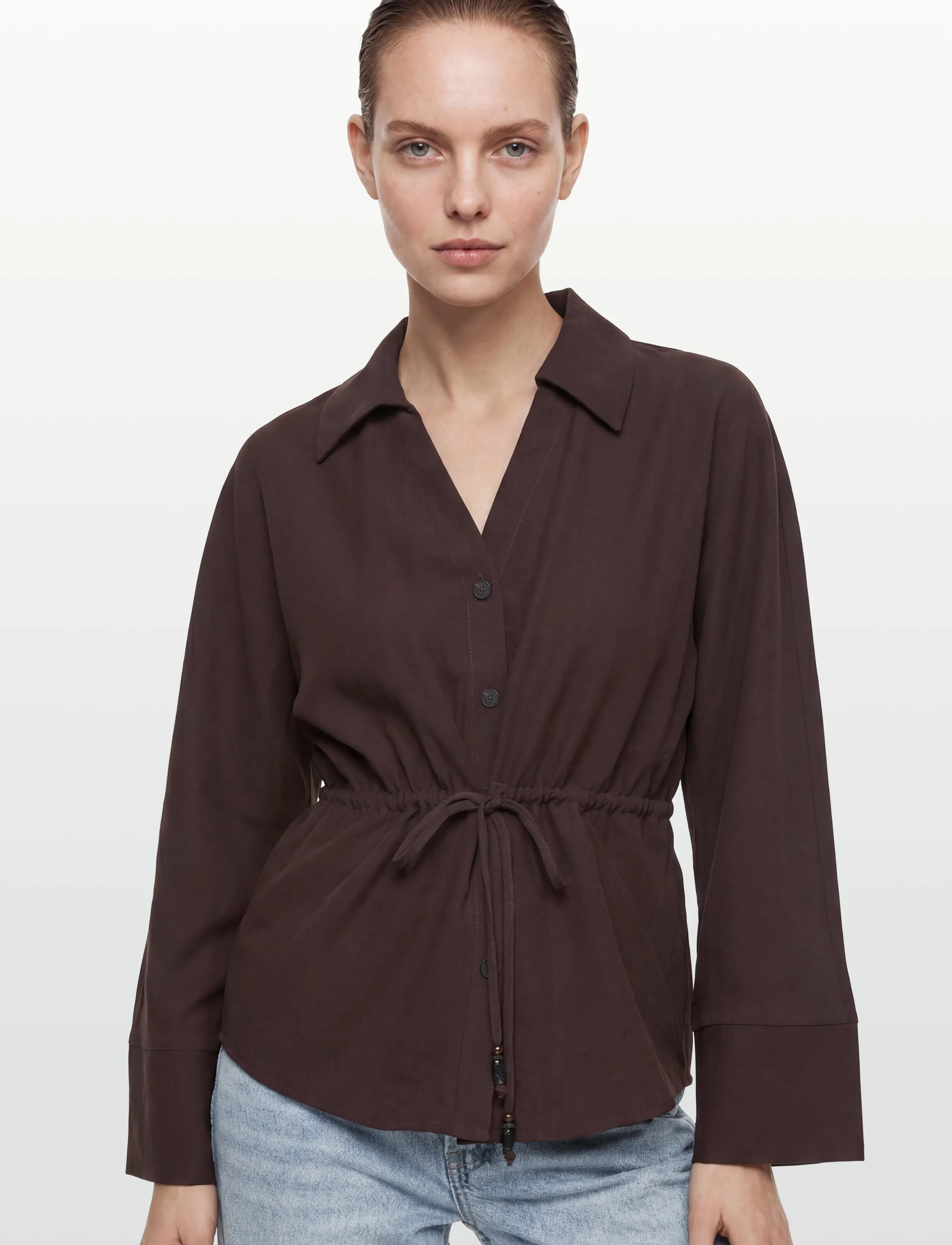 JDY - JDYMILENA L/S SHIRT WVN EXP - langerma skyrtur - chocolate torte - 3