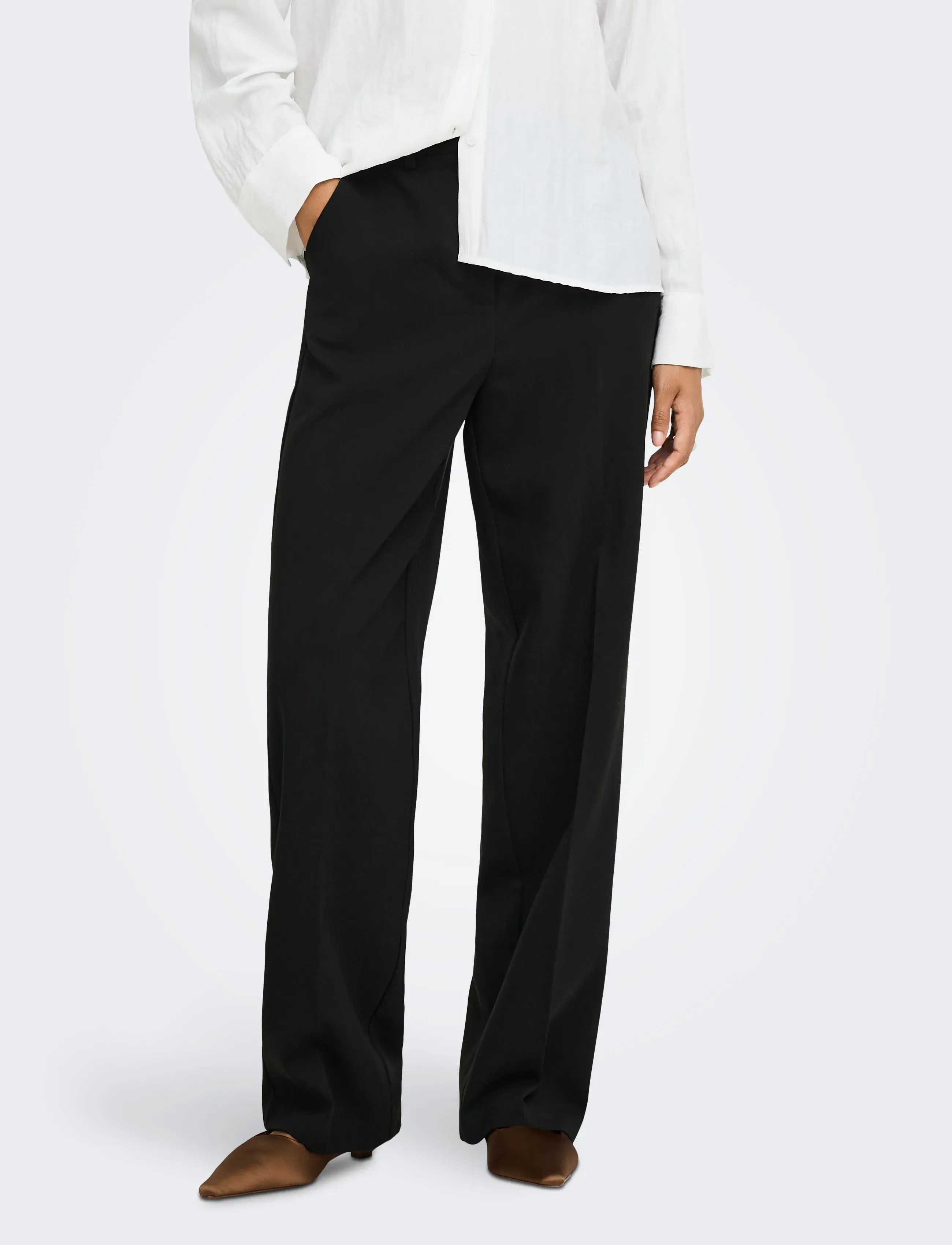 JDY JDYVIV HW WIDE PANT PNT NOOS - Hosen mit weitem Bein - BLACK / black