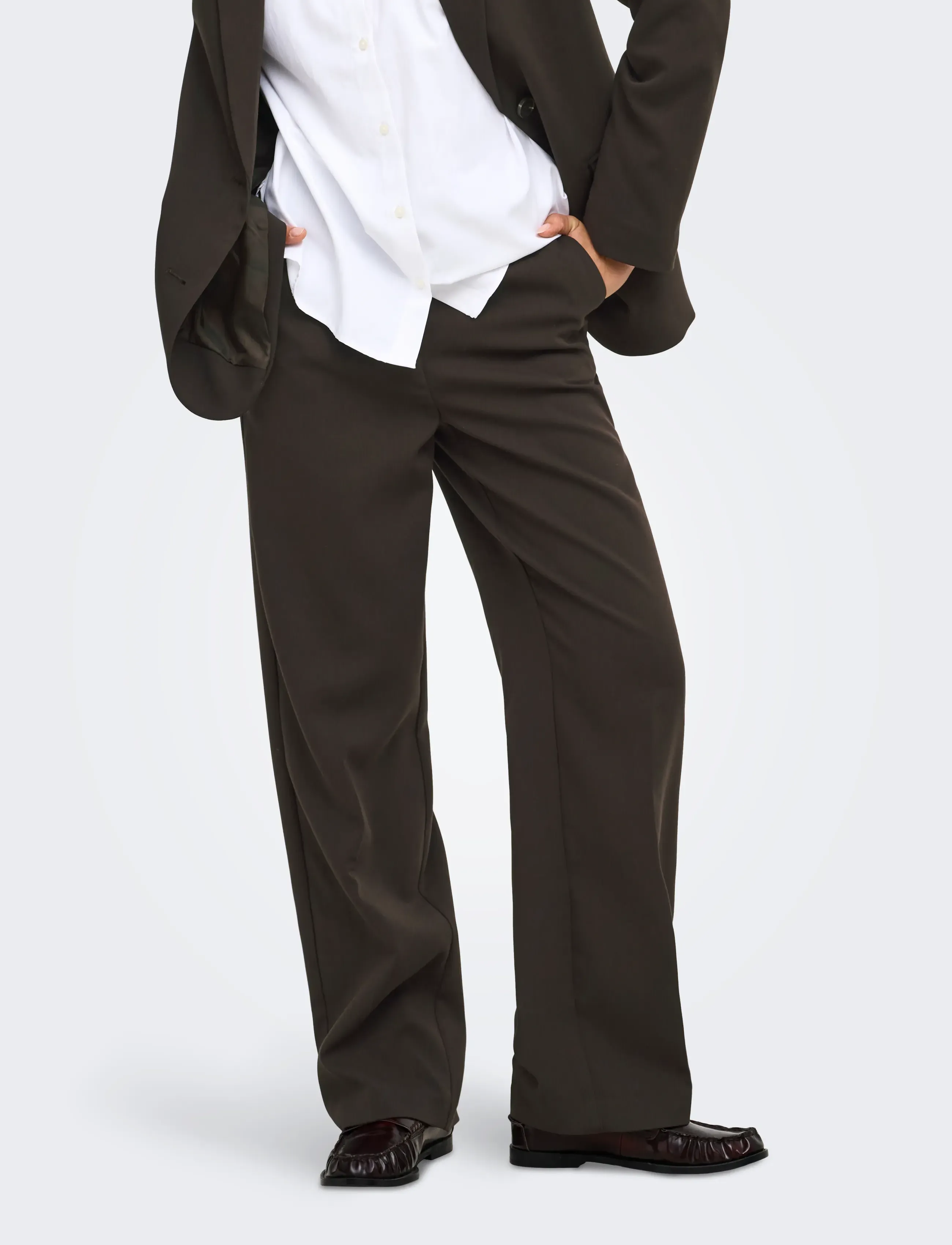 JDY JDYVIV HW WIDE PANT PNT NOOS - Kleidung - CHOCOLATE TORTE / brown