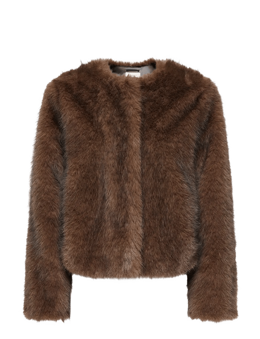 JDY - JDYAMY FAUX FUR SHORT JACKET OTW - fuskpäls - chocolate torte - 1