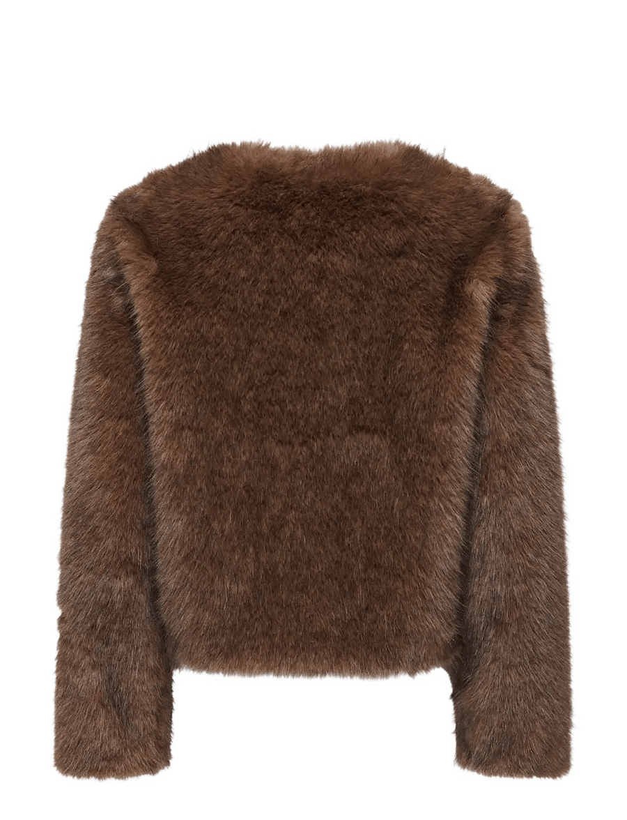 JDY - JDYAMY FAUX FUR SHORT JACKET OTW - fuskpäls - chocolate torte - 2