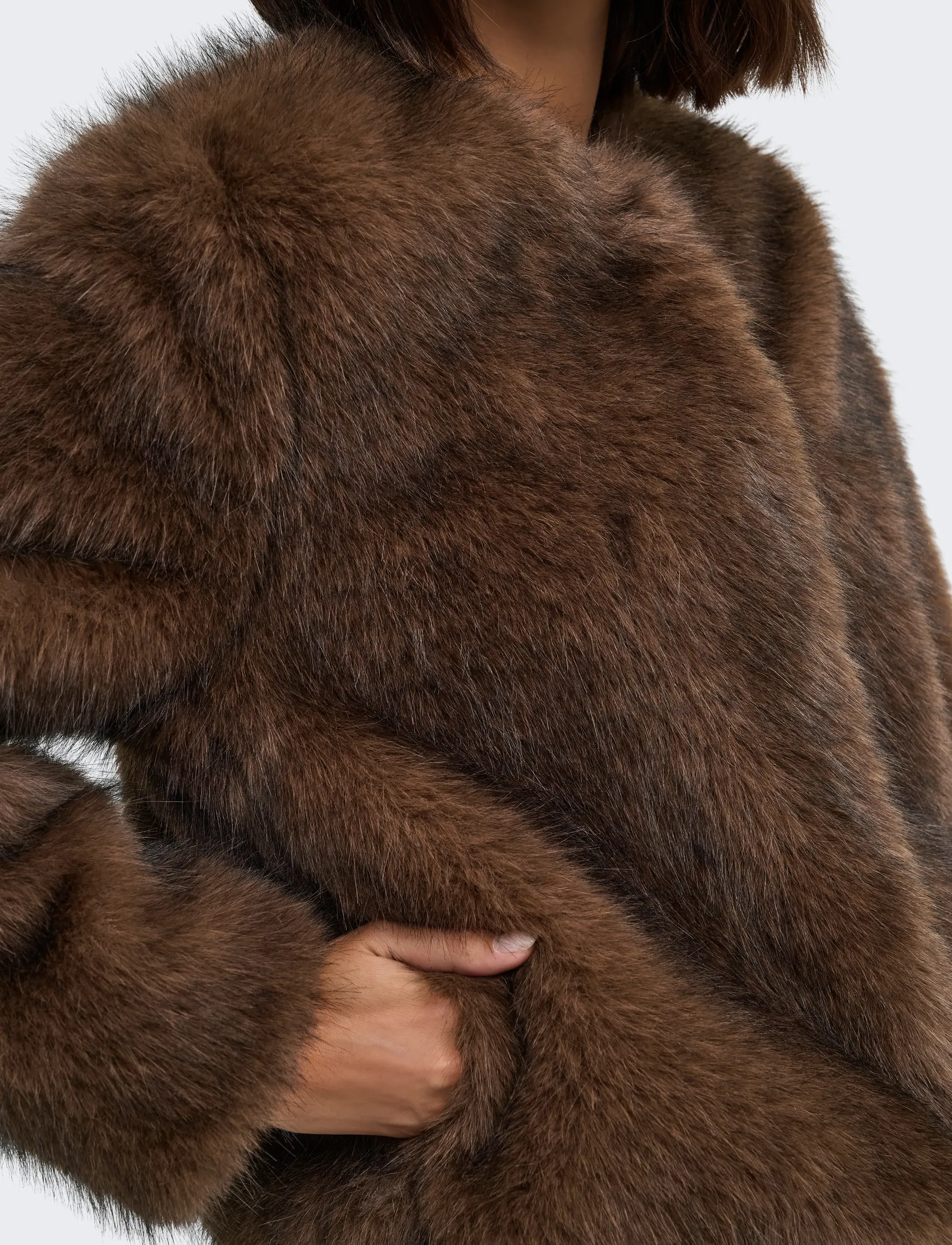 JDY - JDYAMY FAUX FUR SHORT JACKET OTW - fuskpäls - chocolate torte - 5