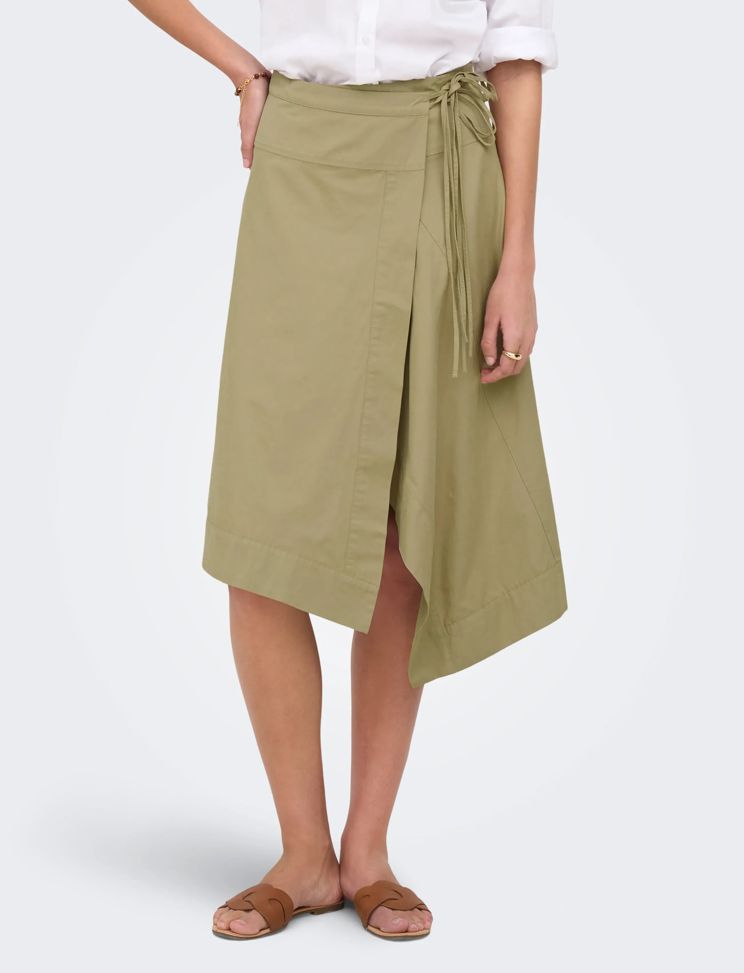 JDY JDYOLIVIA MW ASYM WRAP SKIRT PNT - Hõlmikseelikud - SLATE GREEN / khaki/green