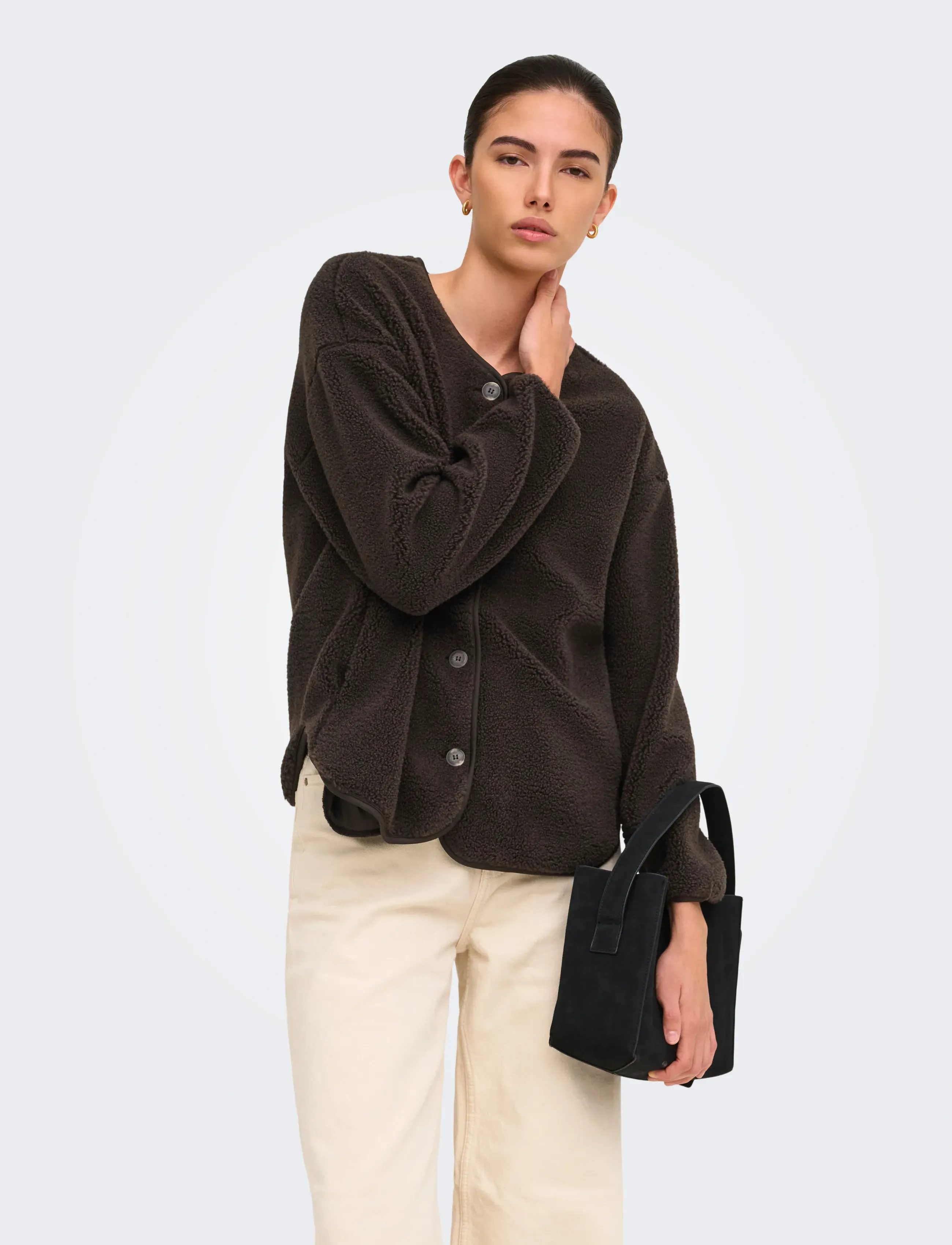 JDY JDYTELLA L/S TEDDY JACKET JRS - Faux Fur jakker - MULCH / brown