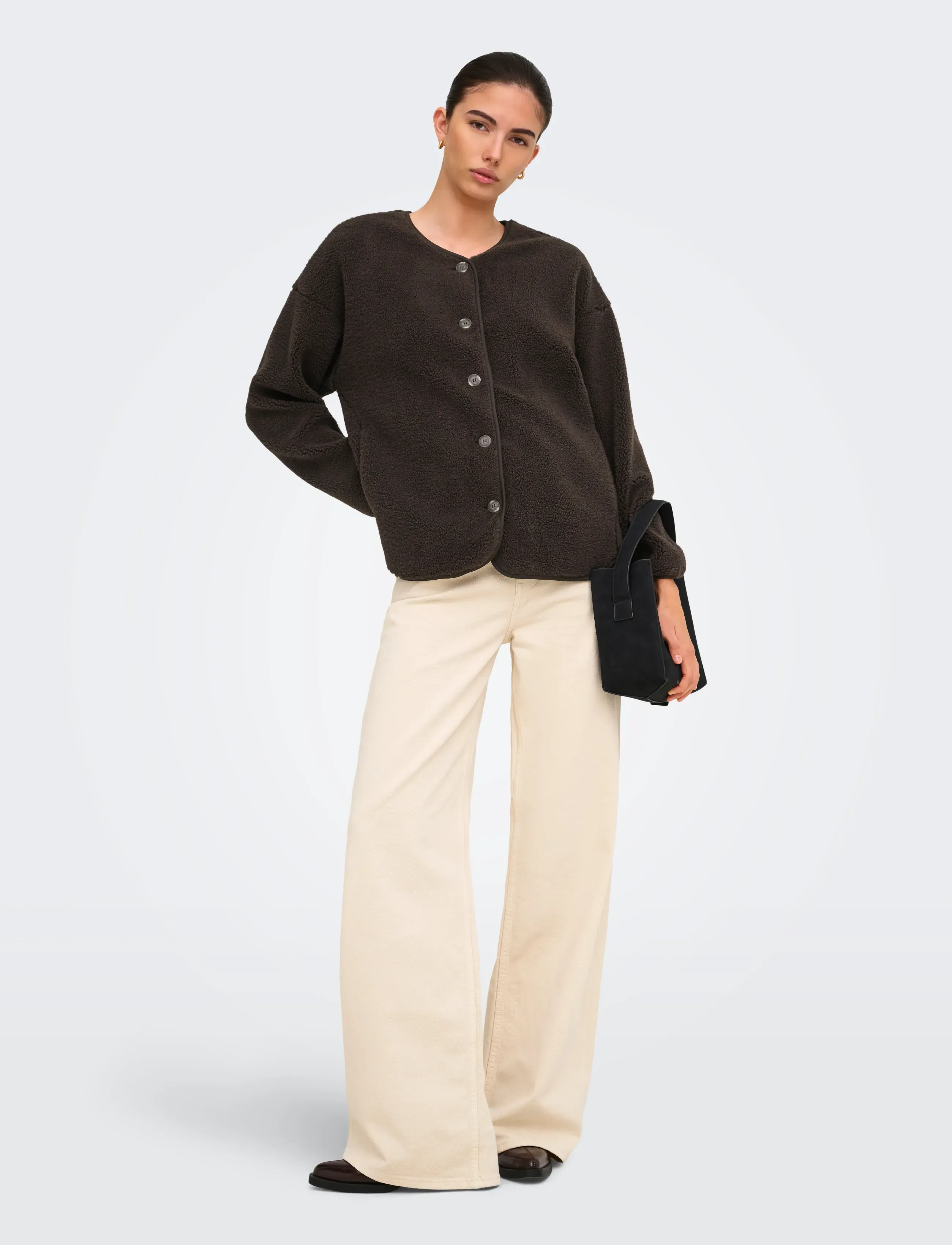 JDY - JDYTELLA L/S TEDDY JACKET JRS - faux fur jakker - mulch - 4