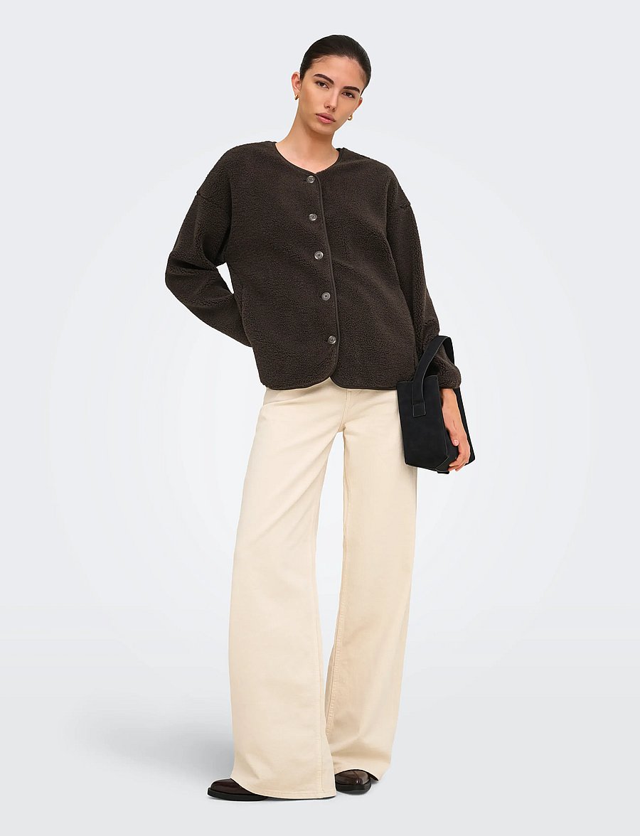 JDY - JDYTELLA L/S TEDDY JACKET JRS - faux fur jakker - mulch - 4