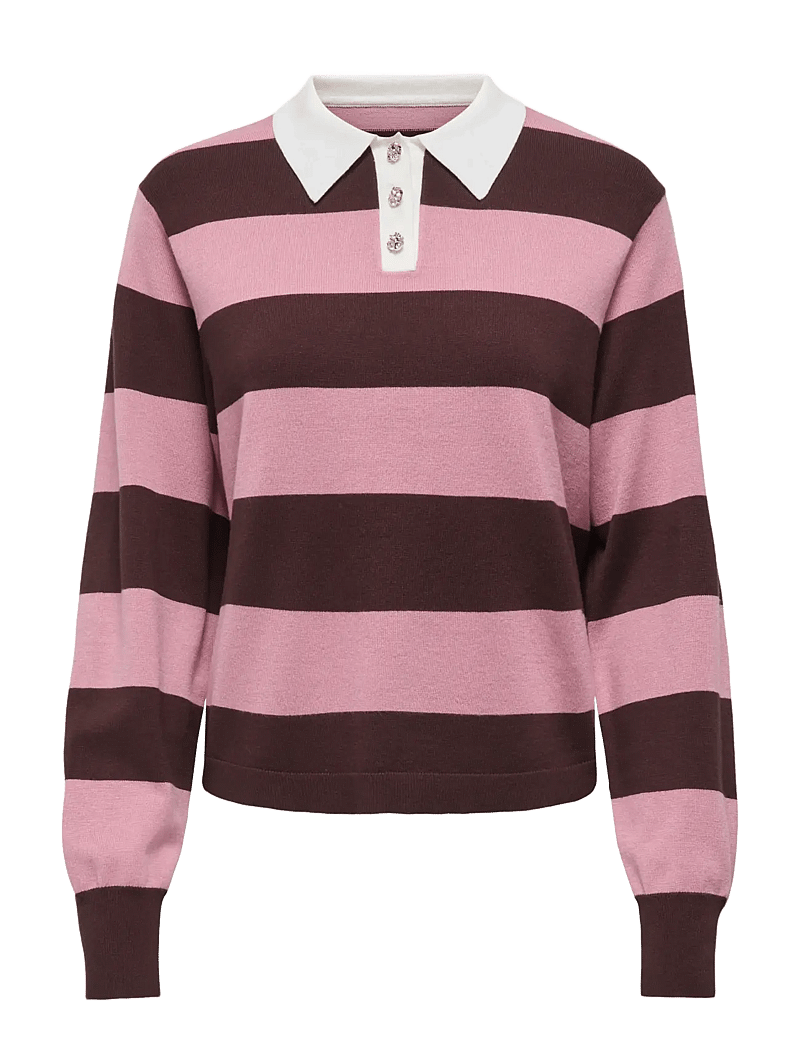 JDY - JDYNAIMA L/S POLO PULLOVER KNT - stickade tröjor - chicory coffee - 0