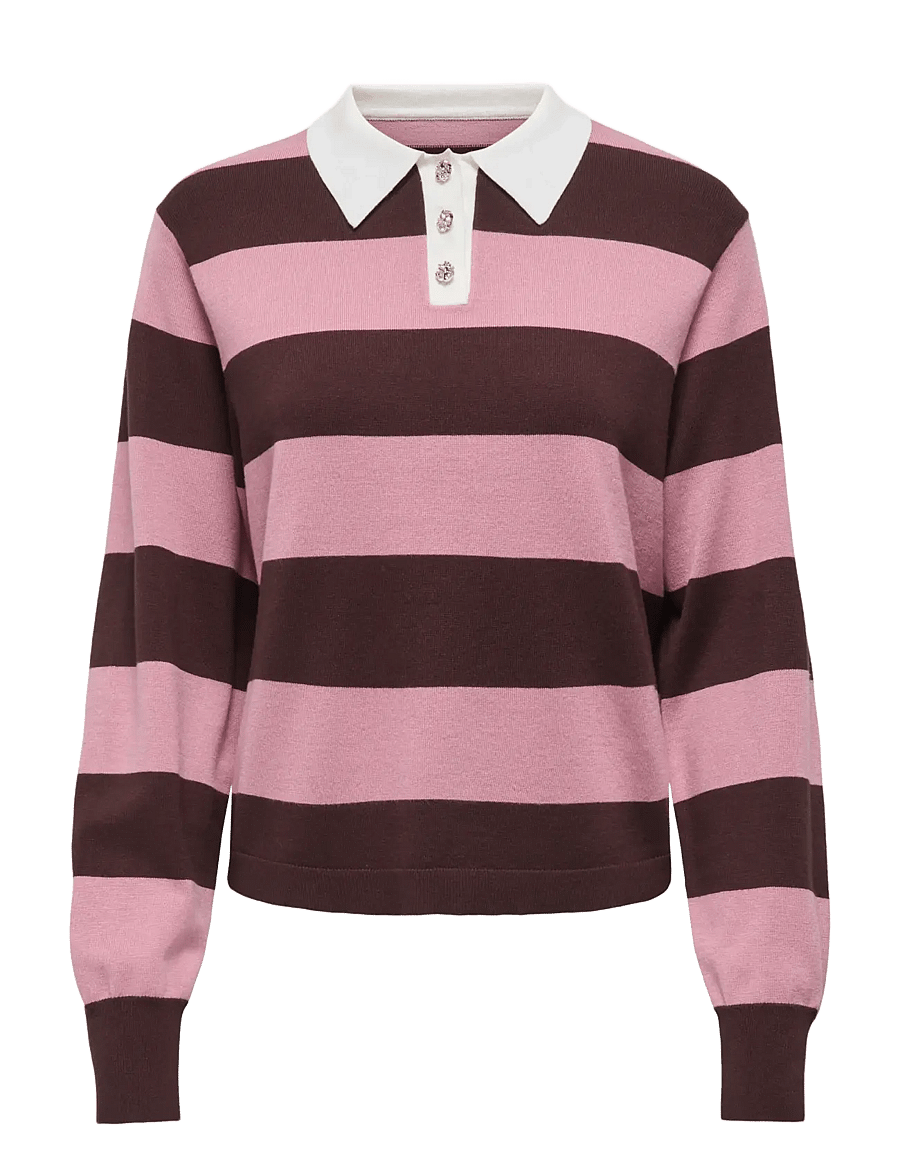 JDY - JDYNAIMA L/S POLO PULLOVER KNT - stickade tröjor - chicory coffee - 0