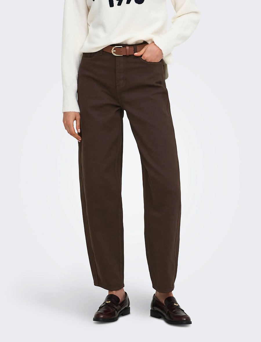 JDY - JDYSUSIE MW BARREL BROWN 104 DNM - barrel jeans - chocolate brown - 0