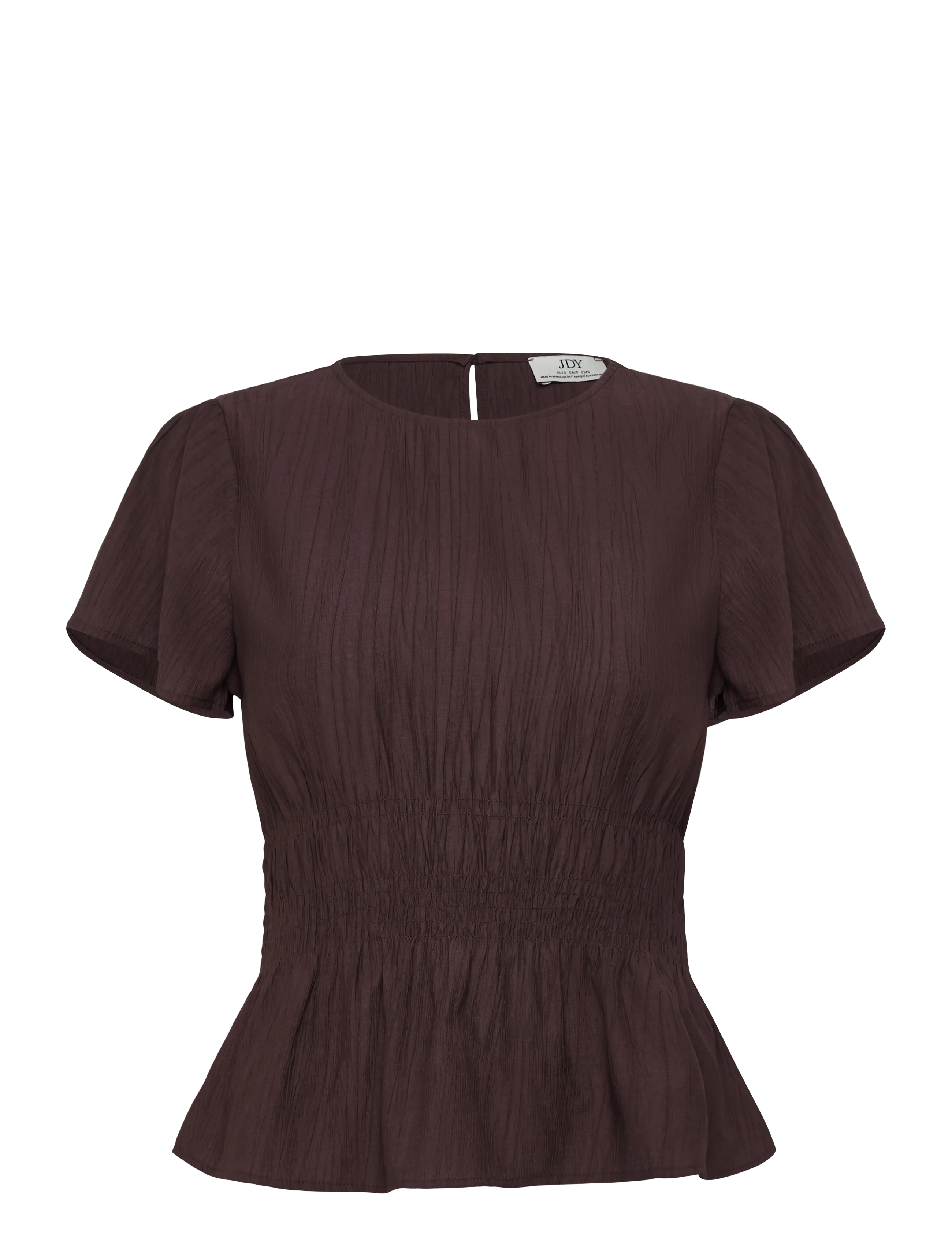 JDY JDYLARA S/S SMOCK TOP WVN EXP - Bluser & Skjorter - BLACK COFFEE / burgundy