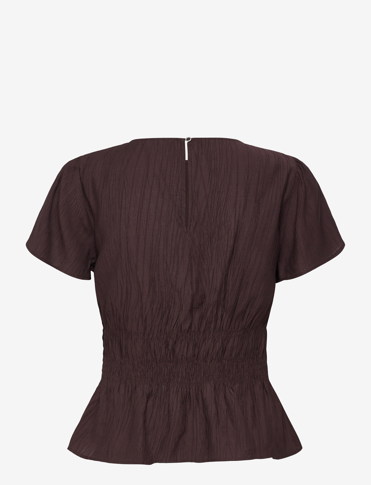 JDY - JDYLARA S/S SMOCK TOP WVN EXP - kortærmede bluser - black coffee - 1