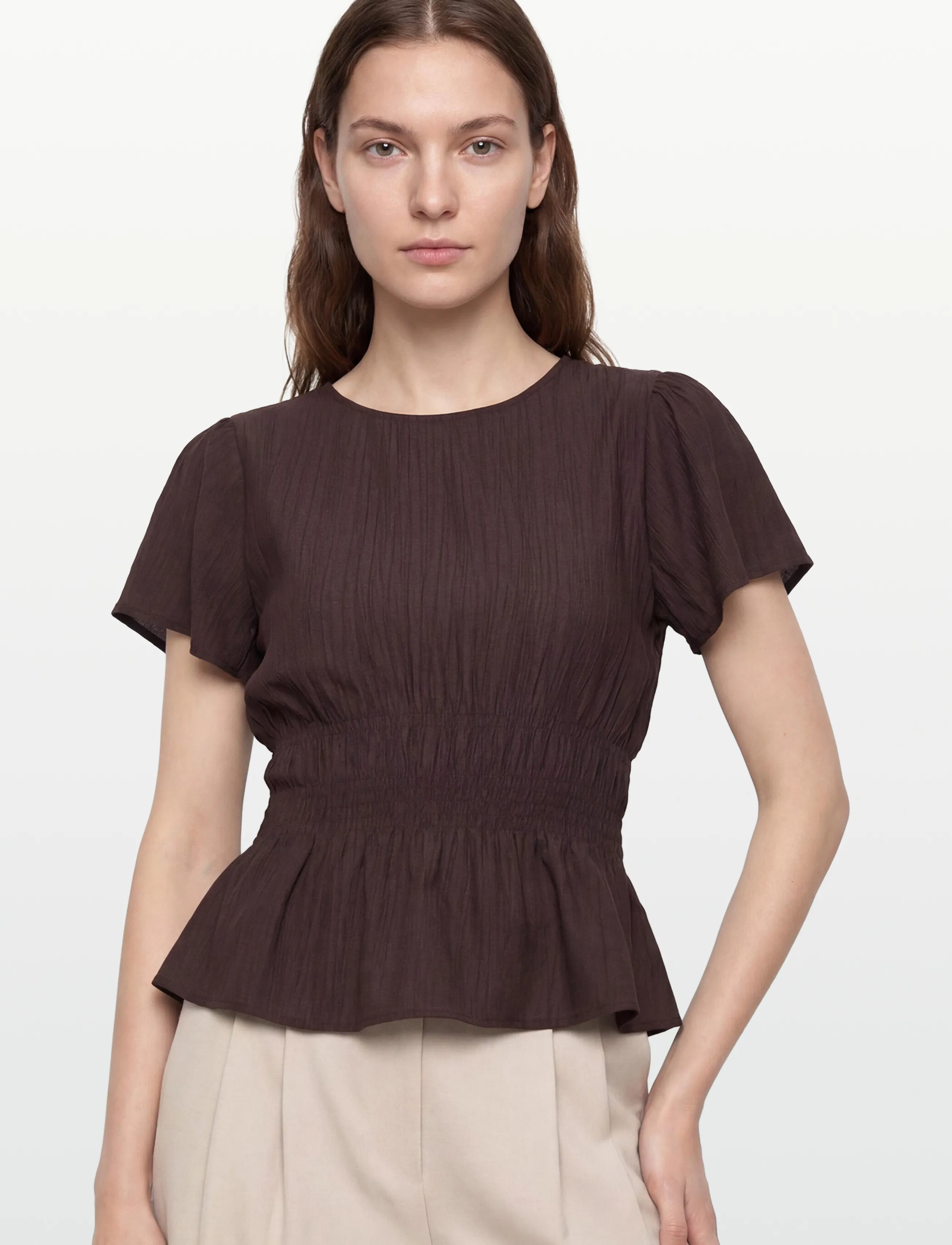 JDY - JDYLARA S/S SMOCK TOP WVN EXP - black coffee - 3