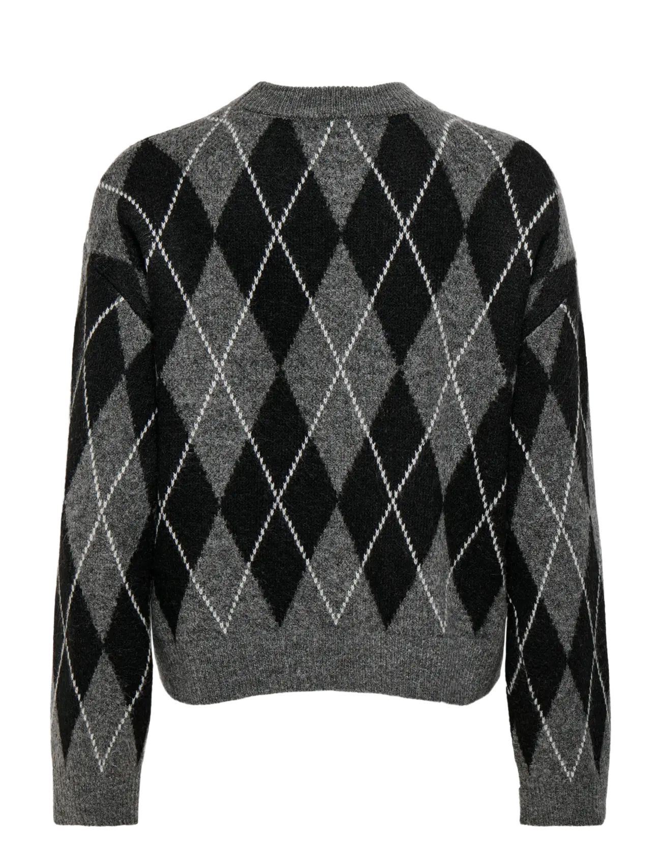 JDY - JDYBIANKA L/S ARGYLE PULLOVER KNT NOOS - dark grey melange - 2