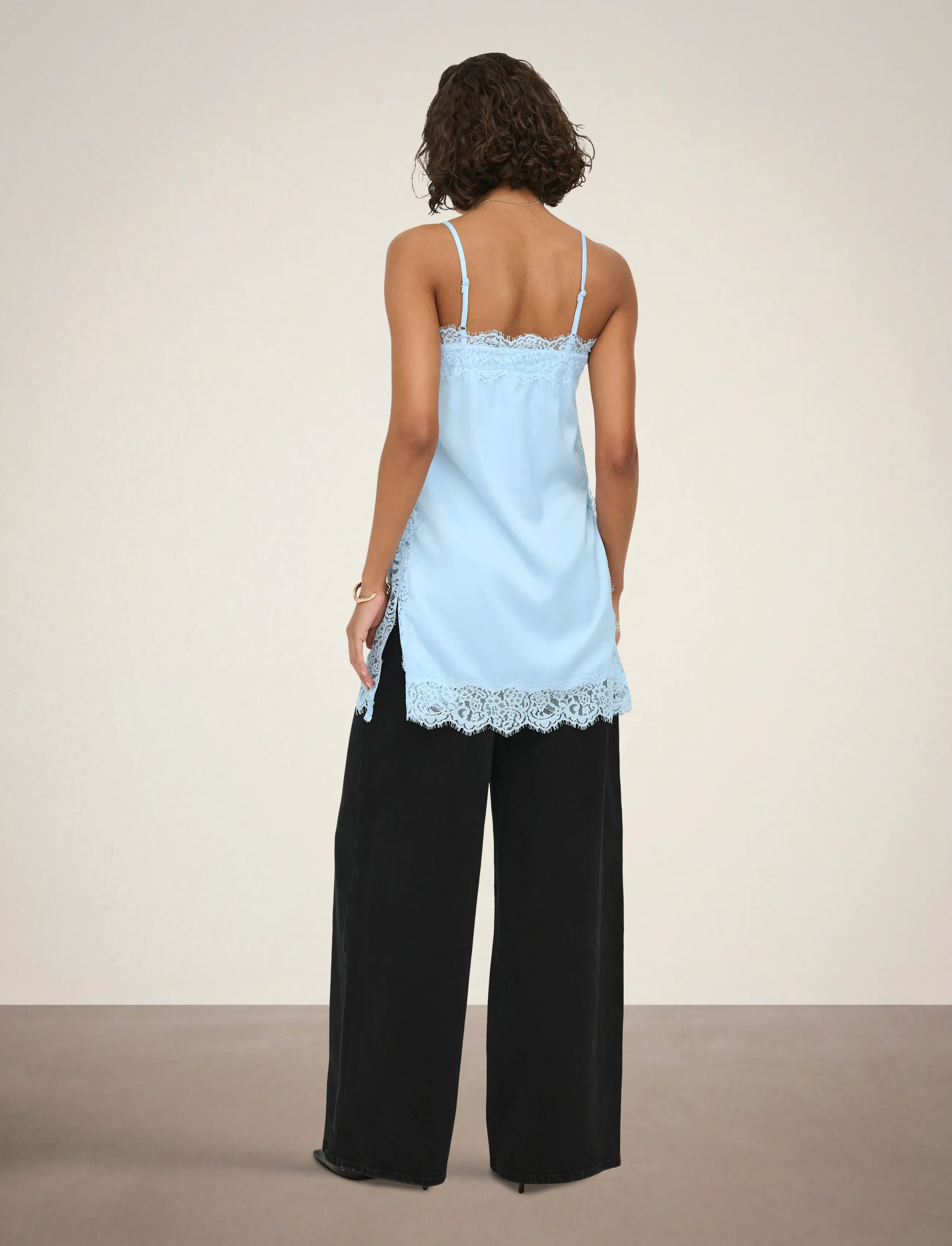 JDY - JDYALANA S/L LACE SINGLET WVN EXP - Ärmellose tops - cashmere blue - 3