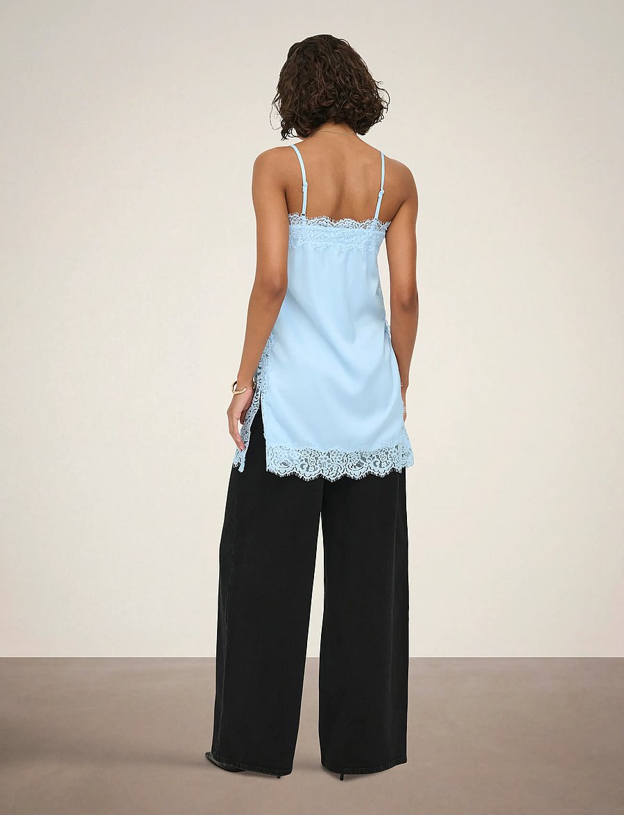 JDY - JDYALANA S/L LACE SINGLET WVN EXP - Ärmellose tops - cashmere blue - 3