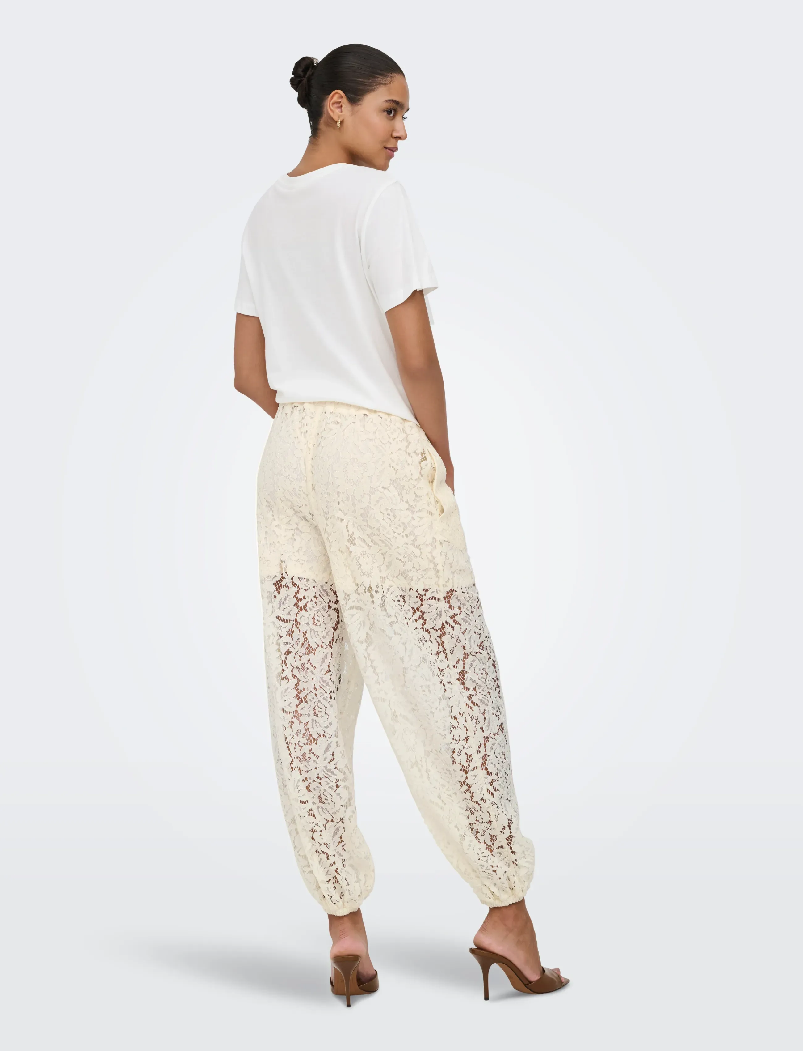 JDY - JDYJULIA LACE BALLOON PANT JRS - barrel-bukser - egret - 3