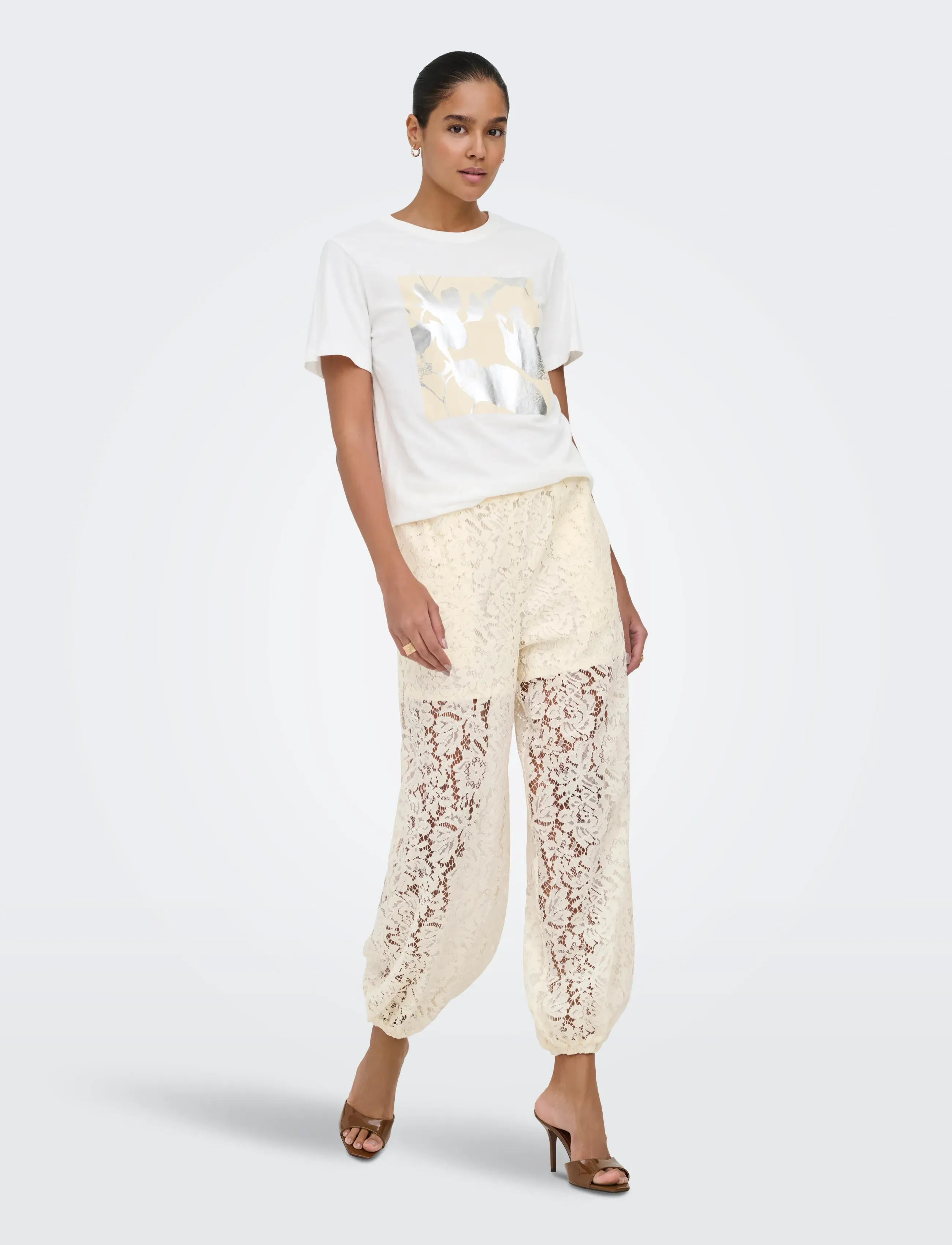 JDY - JDYJULIA LACE BALLOON PANT JRS - barrel-bukser - egret - 4