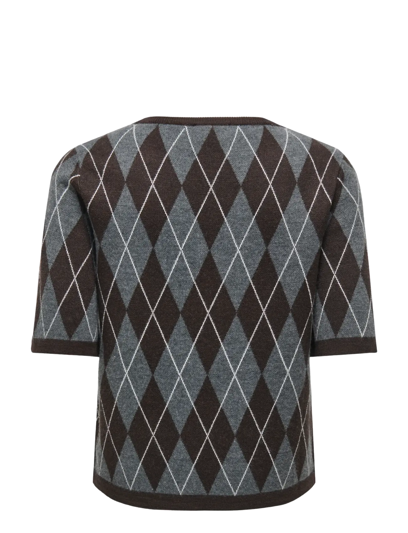 JDY - JDYMAGGY S/S ARGYLE  PULLOVER KNT NOOS - dark grey melange - 2