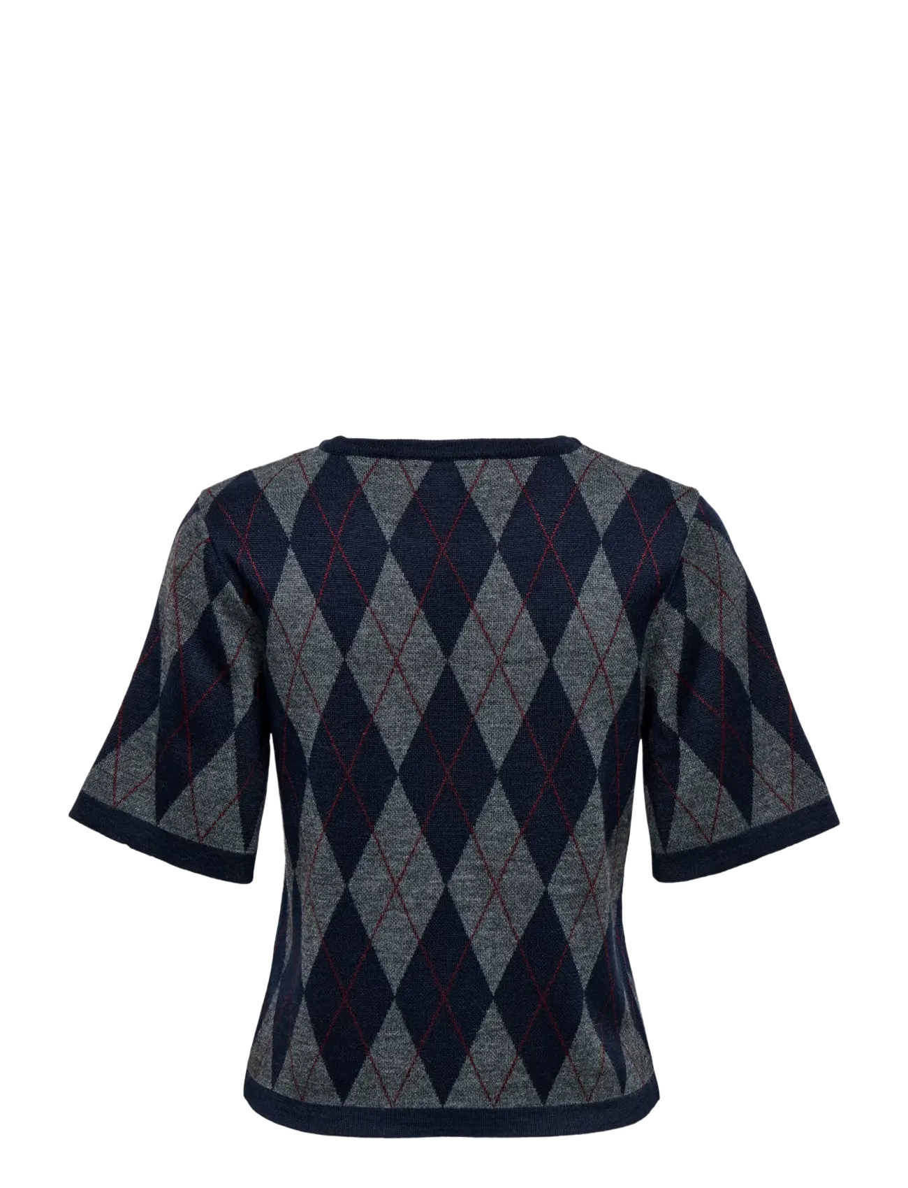 JDY - JDYMAGGY S/S ARGYLE  PULLOVER KNT NOOS - stickade tröjor - smoked pearl - 2