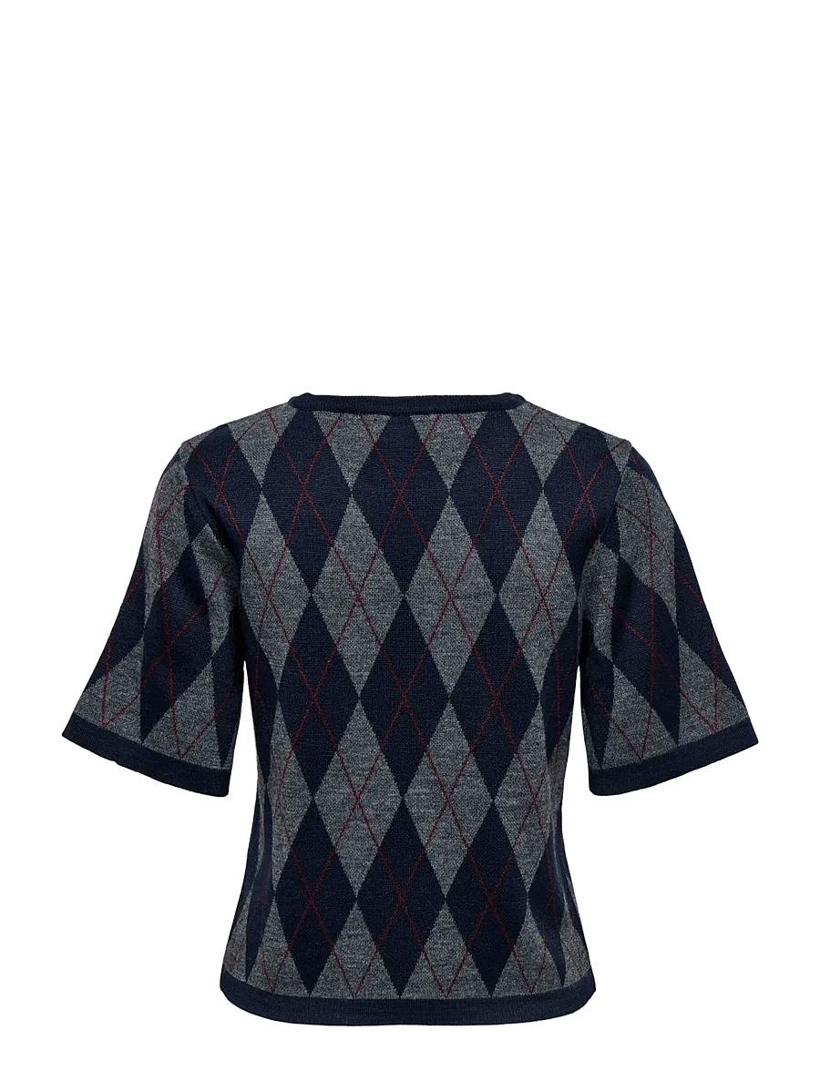 JDY - JDYMAGGY S/S ARGYLE PULLOVER KNT NOOS - stickade tröjor - smoked pearl - 2