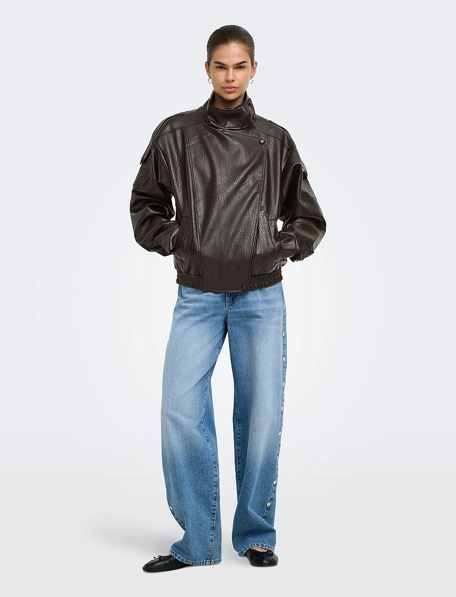 JDY - JDYRAYE PU OVERSIZED BOMBER JACKET PNT - frühlingsjacken - chocolate torte - 4