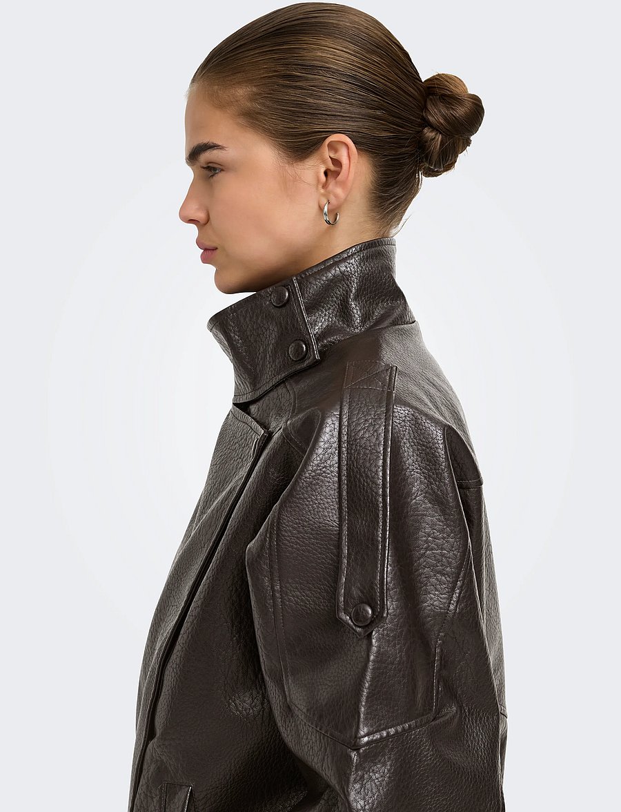 JDY - JDYRAYE PU OVERSIZED BOMBER JACKET PNT - frühlingsjacken - chocolate torte - 5
