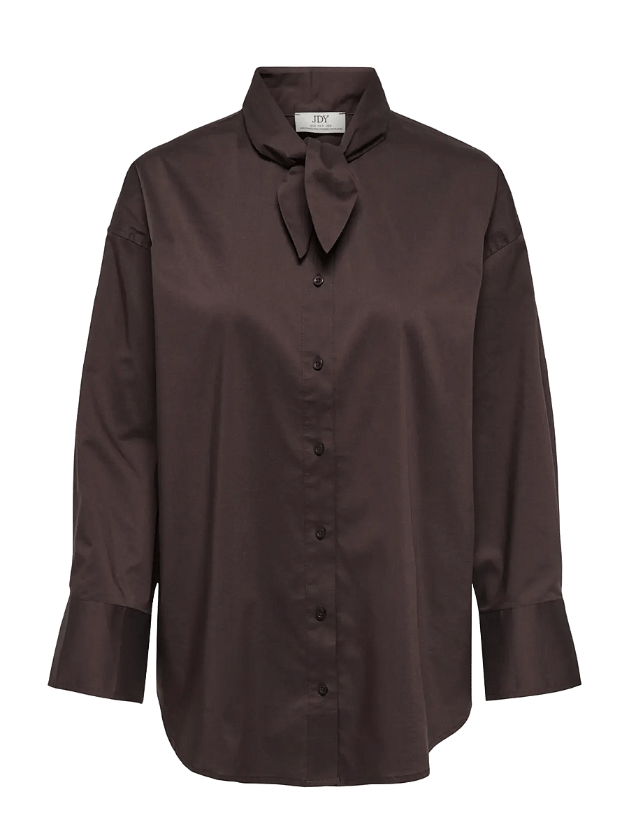 JDY - JDYVITA L/S BOW DETAIL SHIRT WVN - langärmlige hemden - chocolate plum - 1