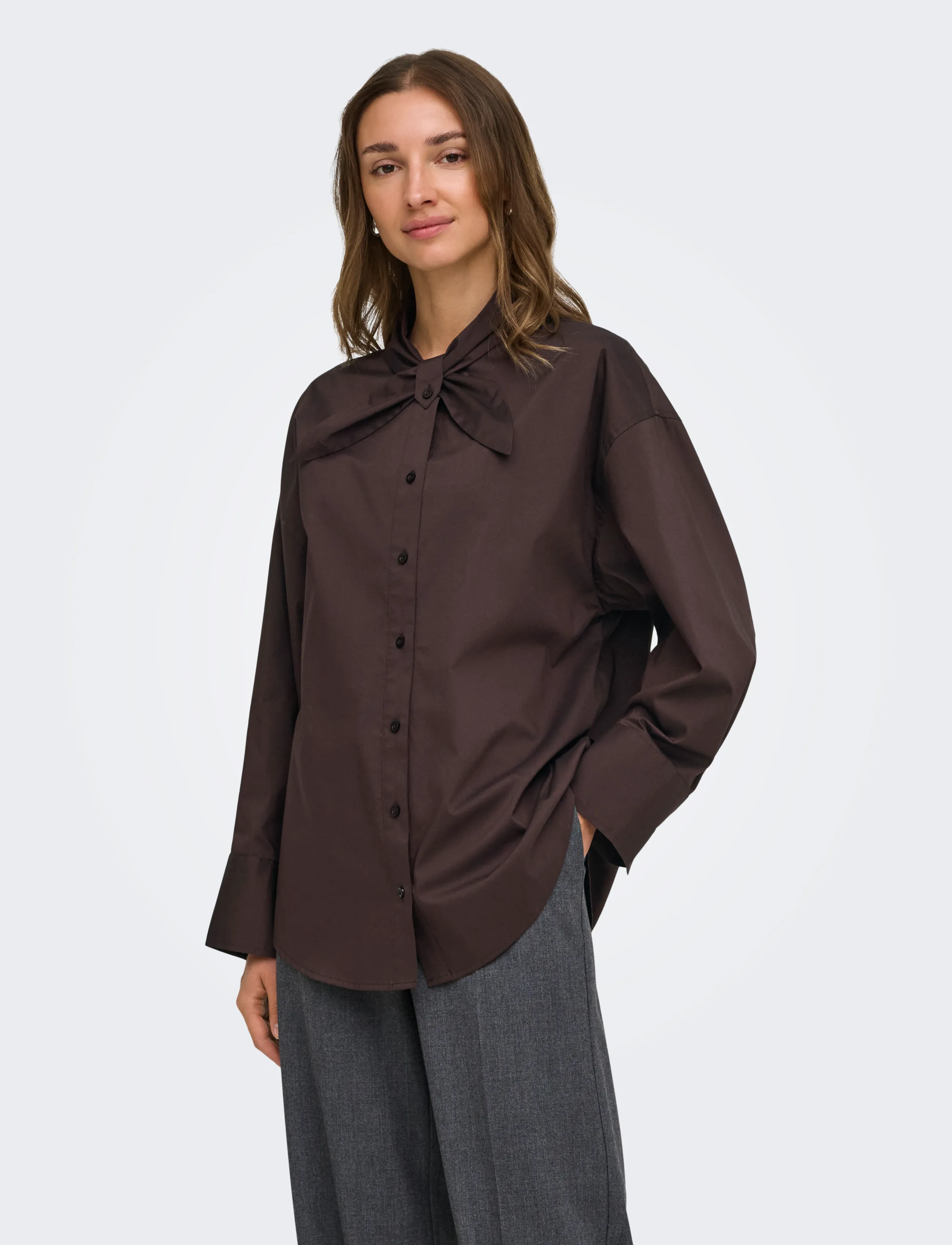 JDY JDYVITA L/S BOW DETAIL SHIRT WVN - Hemden - CHOCOLATE PLUM / brown