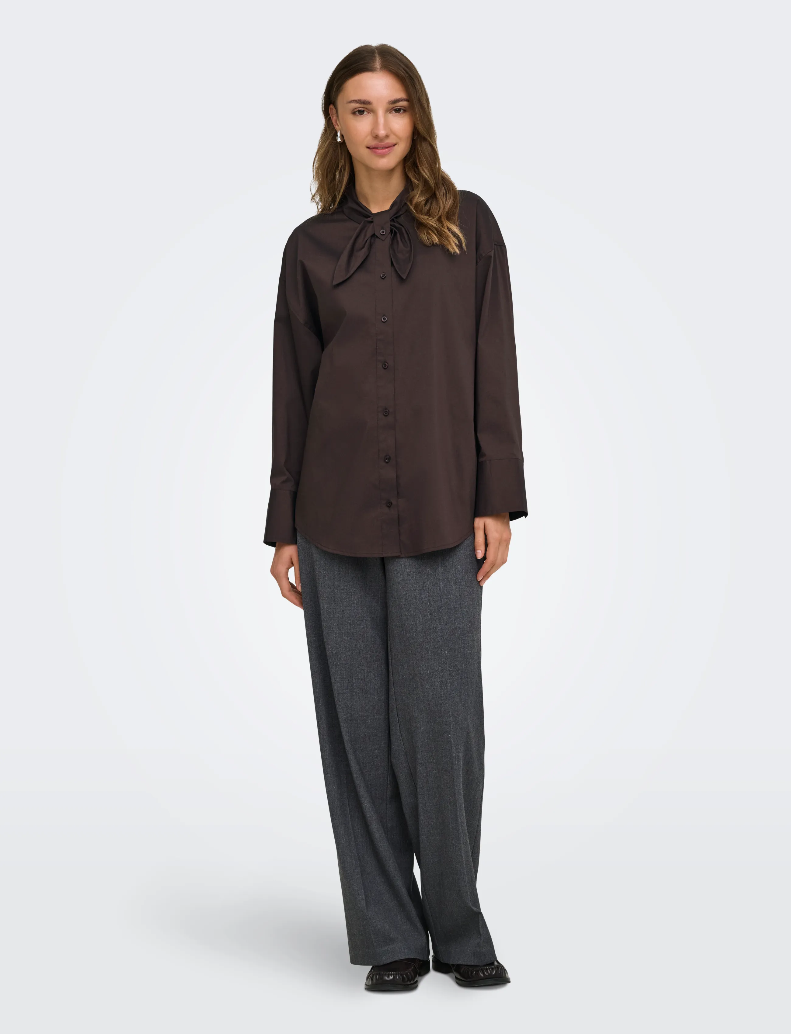 JDY - JDYVITA L/S BOW DETAIL SHIRT WVN - langärmlige hemden - chocolate plum - 4