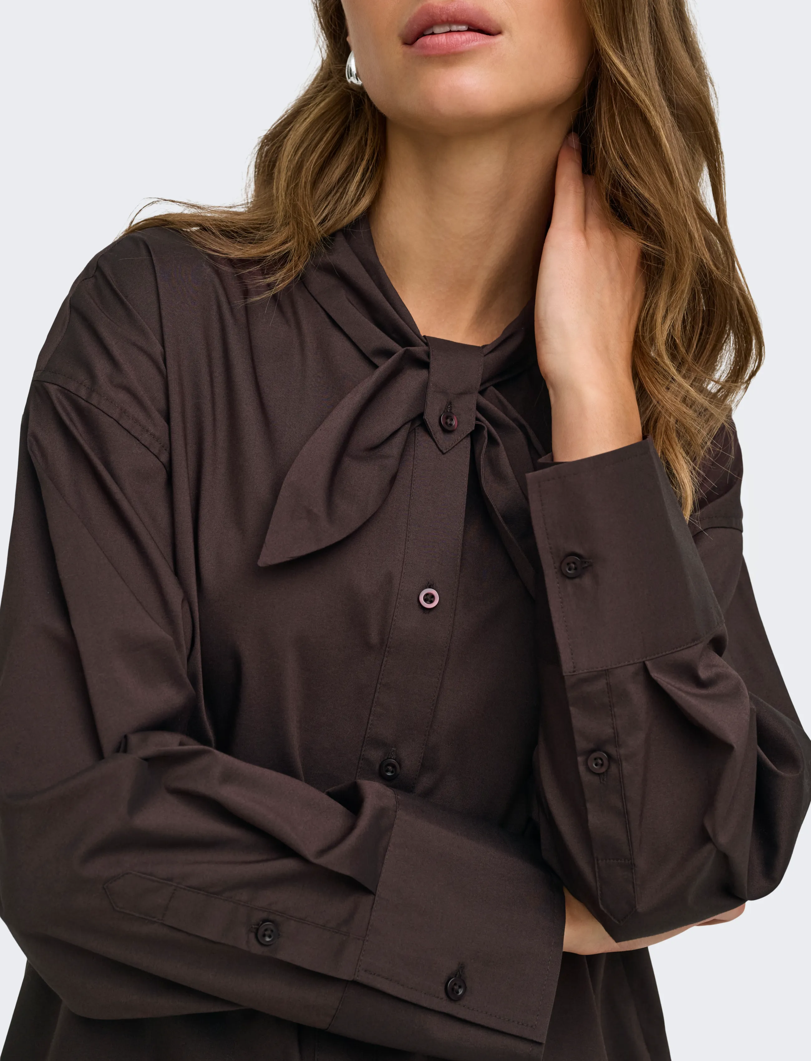 JDY - JDYVITA L/S BOW DETAIL SHIRT WVN - langärmlige hemden - chocolate plum - 5