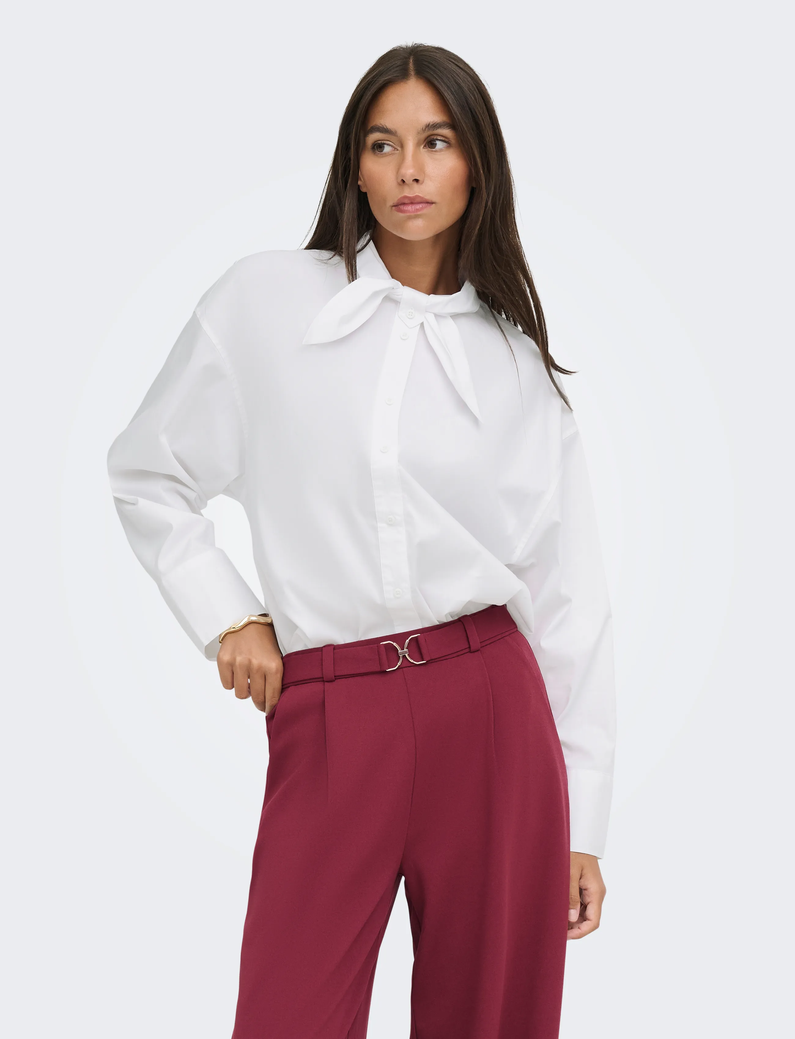 JDY JDYVITA L/S BOW DETAIL SHIRT WVN - Hemden - CLOUD DANCER / white