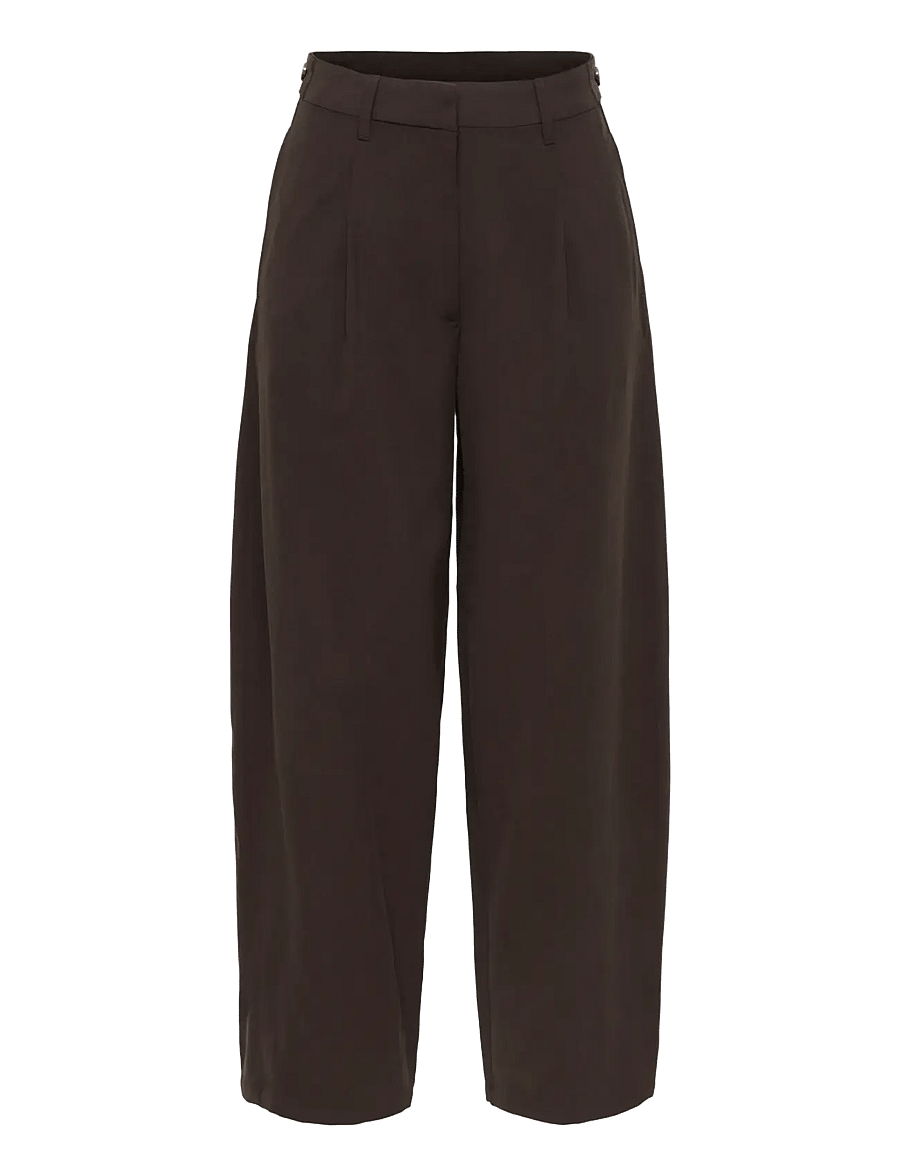 JDY - JDYMILENA HW BARREL PANT WVN - hosen mit geradem bein - chocolate plum - 1