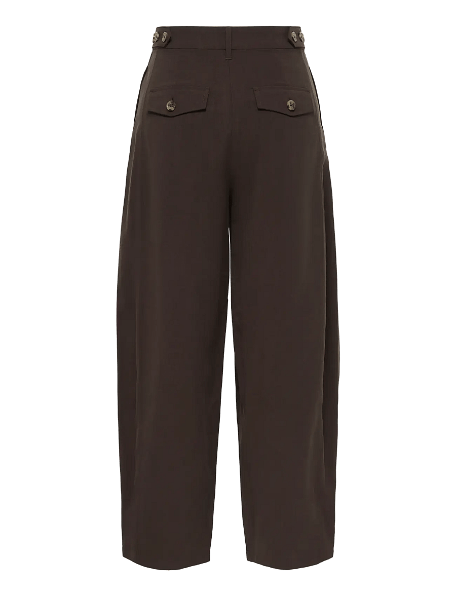 JDY - JDYMILENA HW BARREL PANT WVN - hosen mit geradem bein - chocolate plum - 2