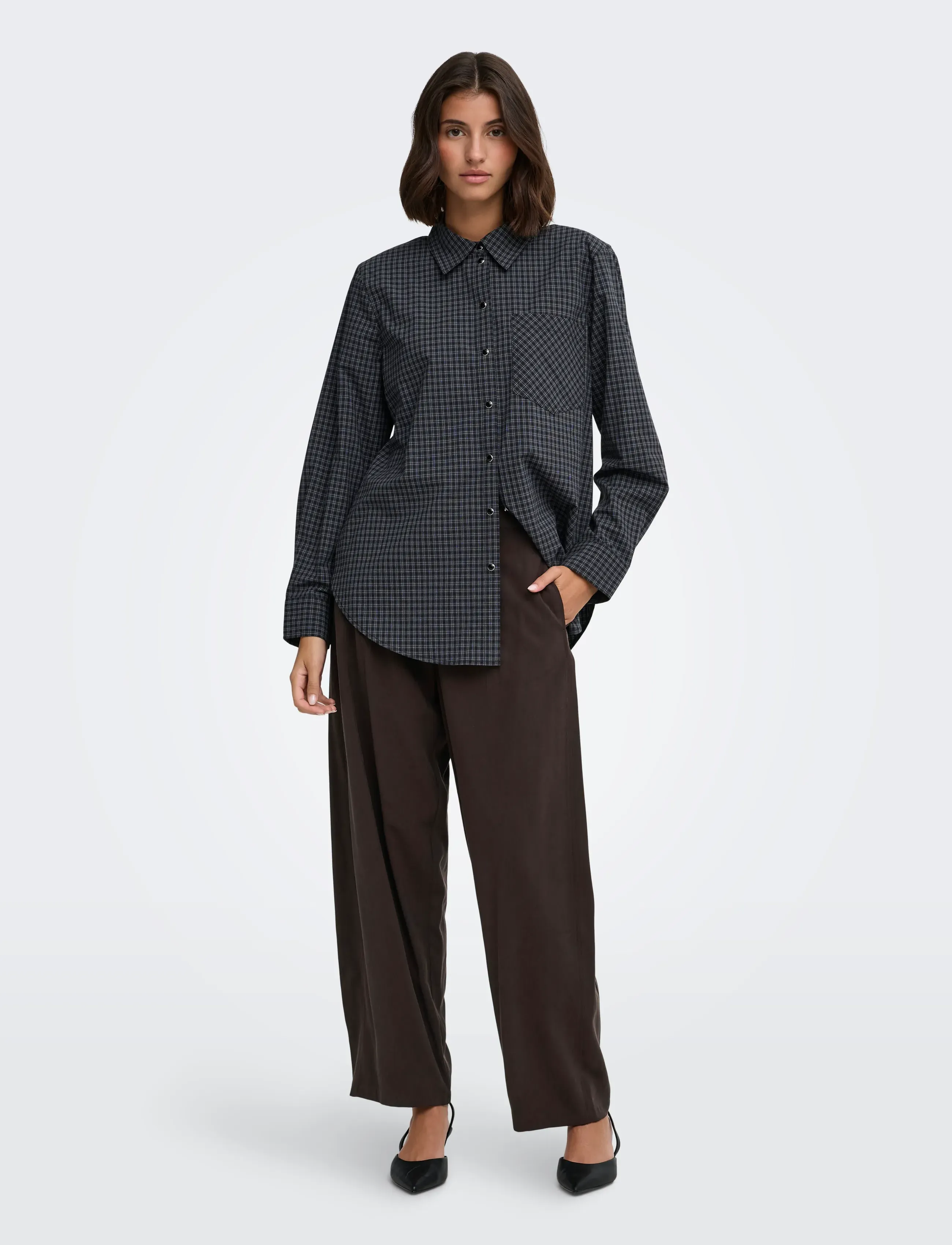 JDY - JDYMILENA HW BARREL PANT WVN - hosen mit geradem bein - chocolate plum - 4