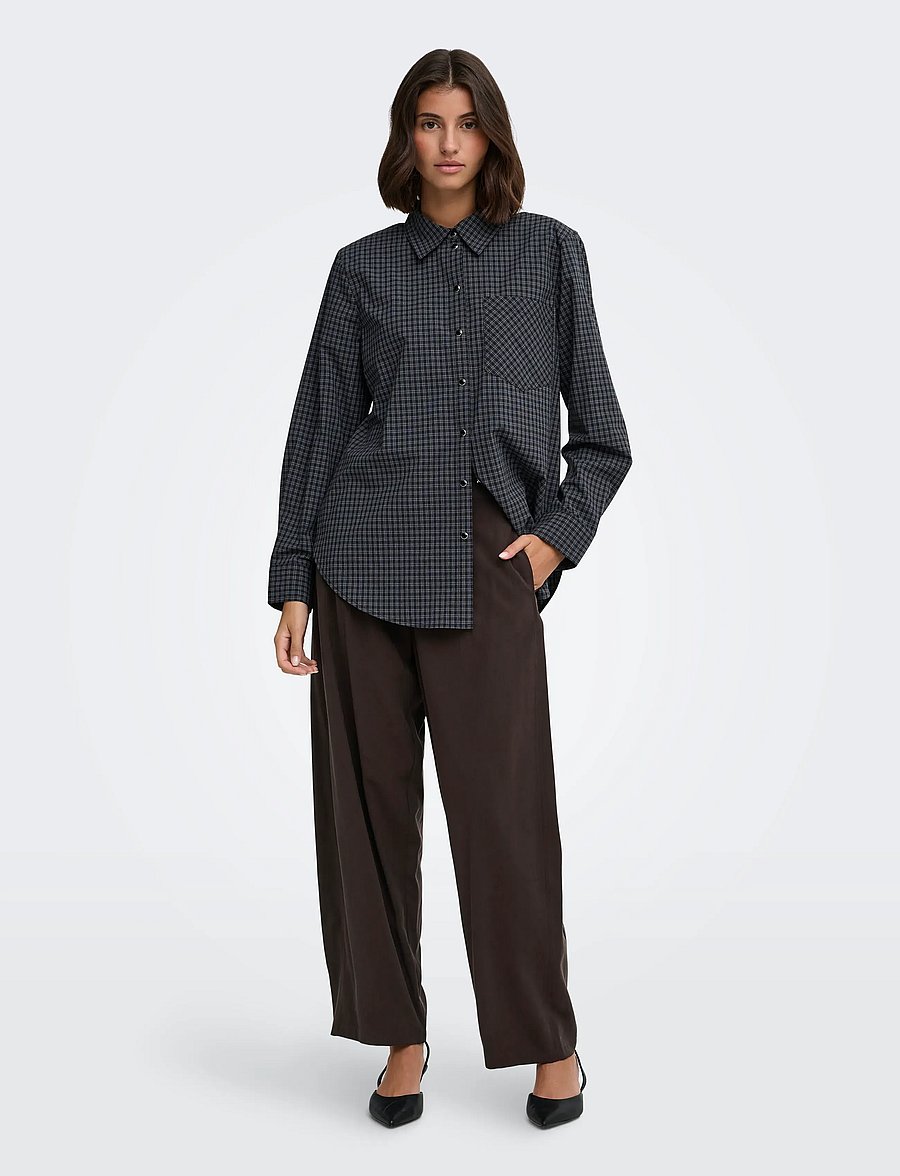 JDY - JDYMILENA HW BARREL PANT WVN - hosen mit geradem bein - chocolate plum - 4