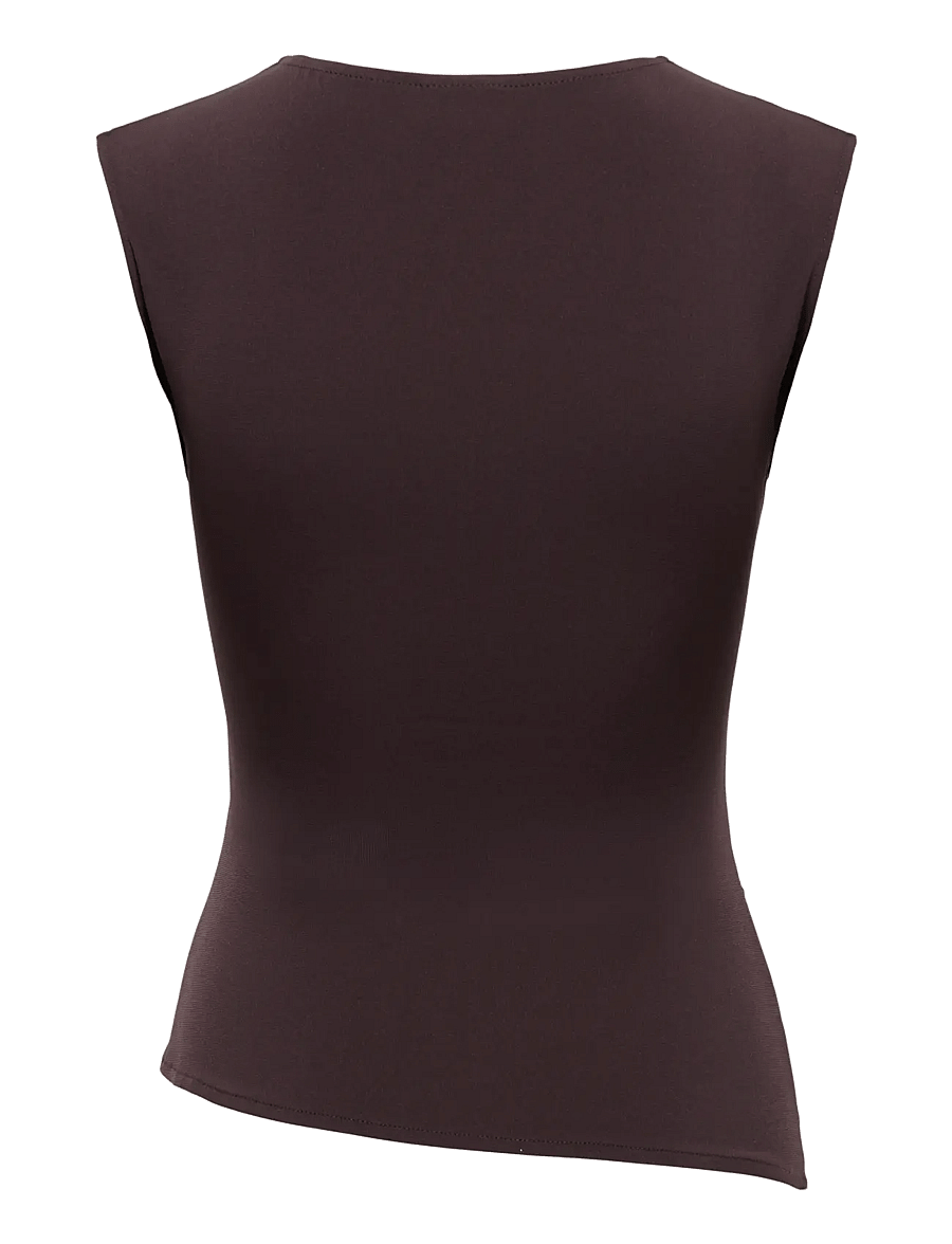 JDY - JDYMISTY S/L LACE DETAIL TOP JRS - tanktops - chocolate plum - 2