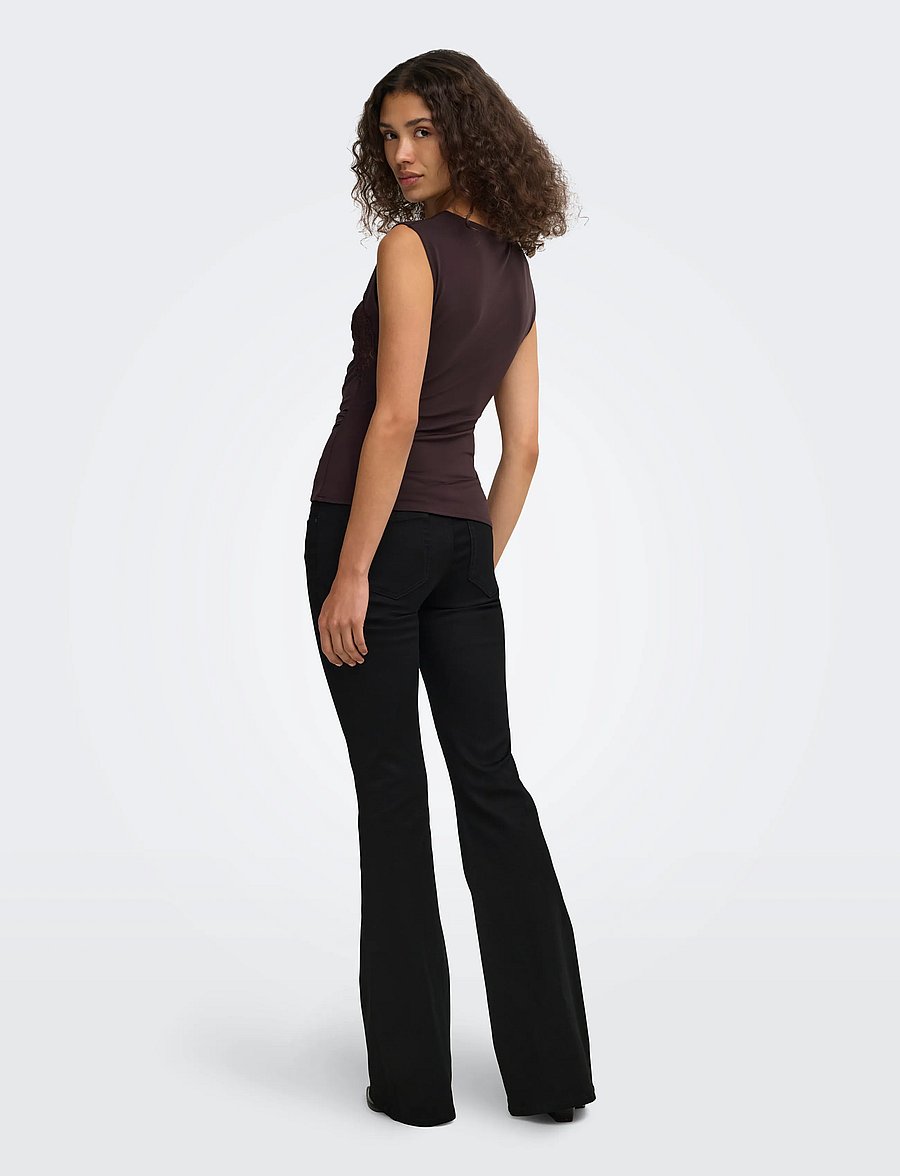 JDY - JDYMISTY S/L LACE DETAIL TOP JRS - tanktops - chocolate plum - 3