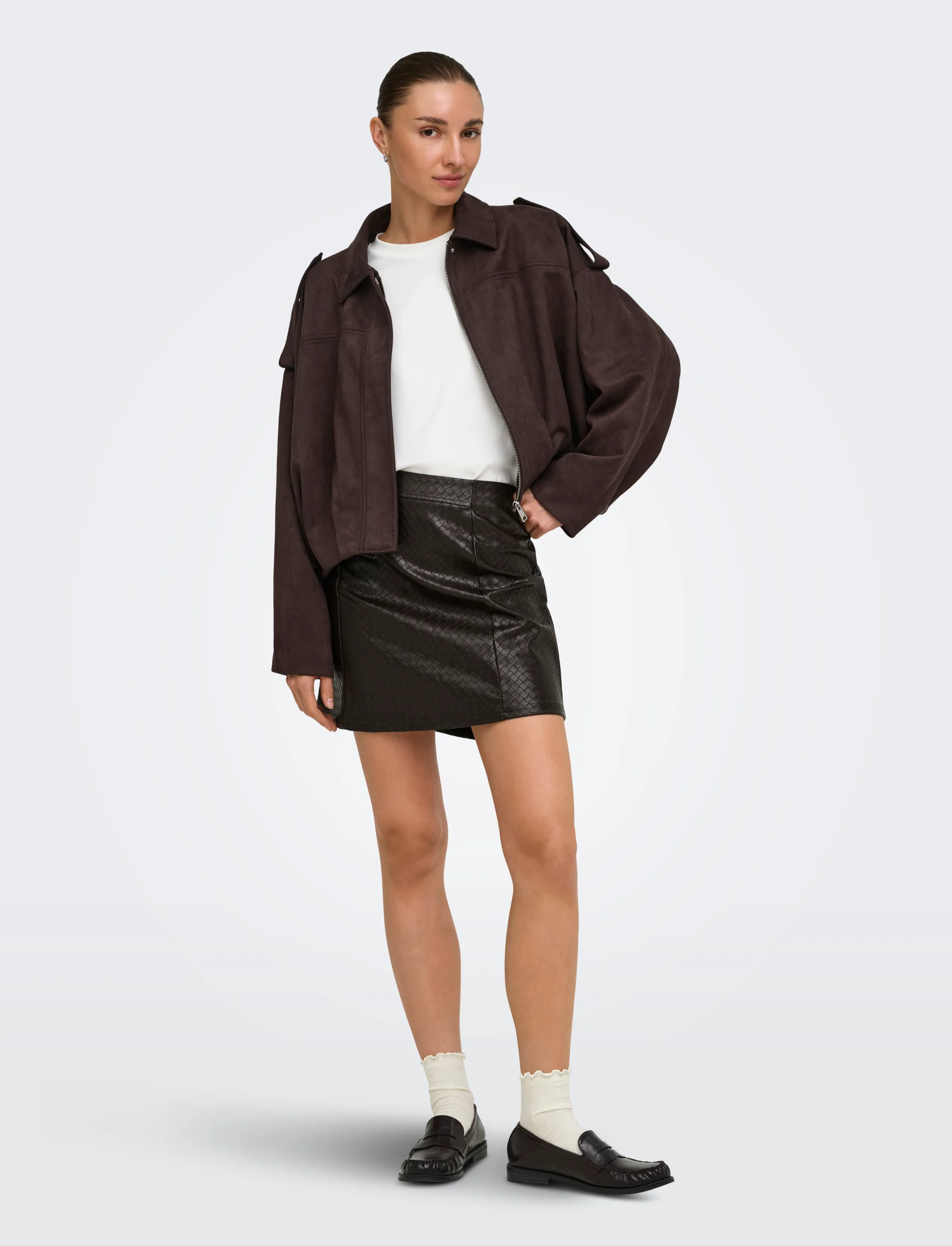 JDY - JDYELLA PU MINI SKIRT JRS - chocolate plum - 4