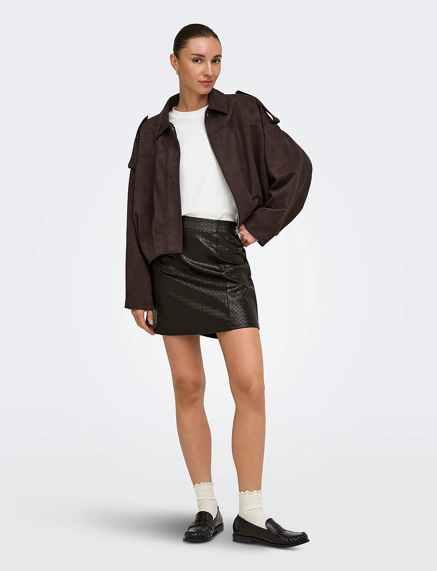 JDY - JDYELLA PU MINI SKIRT JRS - chocolate plum - 4