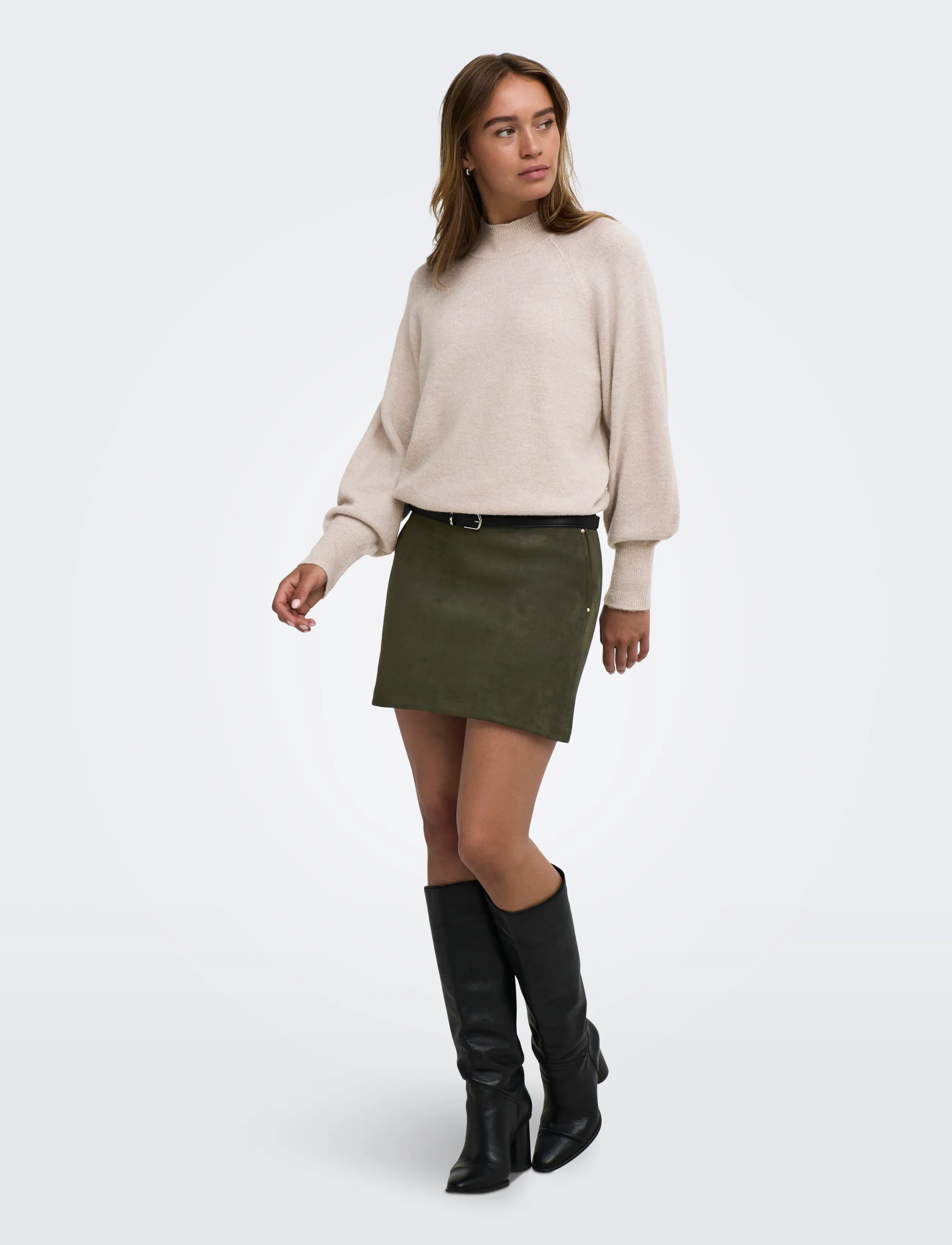 JDY - JDYJULLE FAKE SUEDE MINI SKIRT JRS DIA - black olive - 4