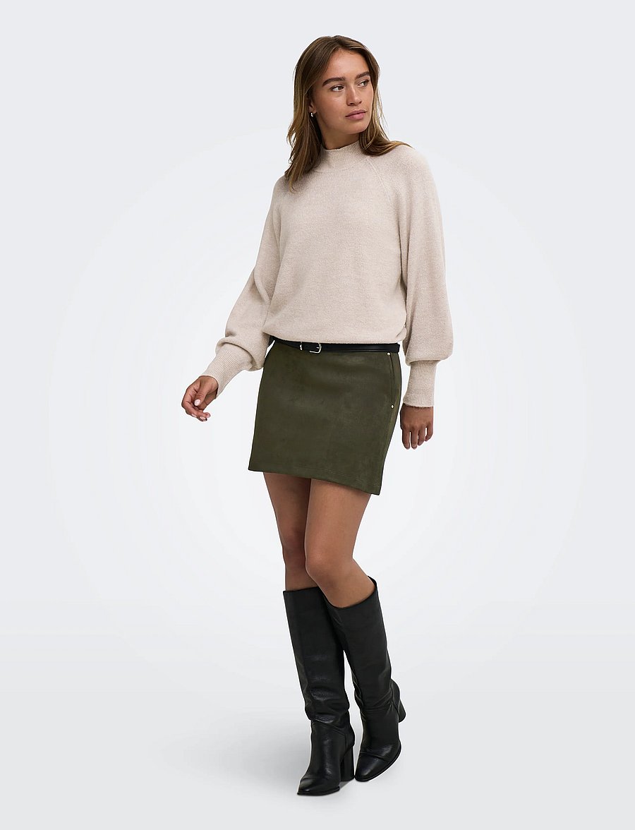 JDY - JDYJULLE FAKE SUEDE MINI SKIRT JRS DIA - black olive - 4